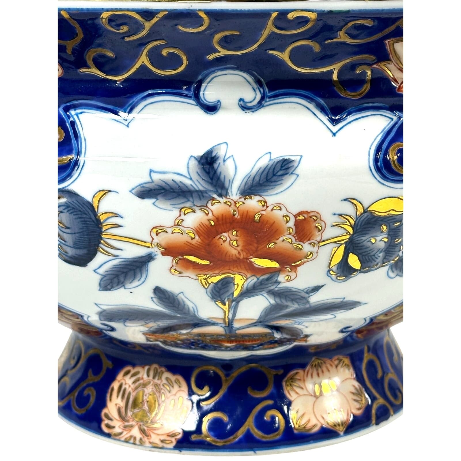 Imari Stunning Vibrant Floral Gold Gilt 14 5/8" Punch Bowl Centerpiece-Excellent - Thumbnail 2