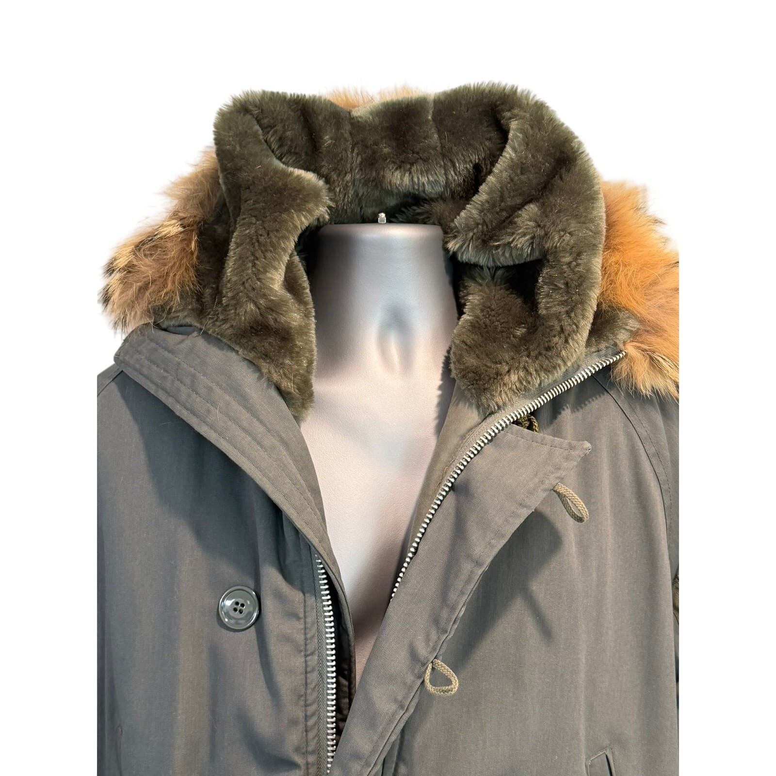 Vintage N-3B Arctic Parka Flight Jacket Fur Hood Gray USA Men's Size XL - Thumbnail 6