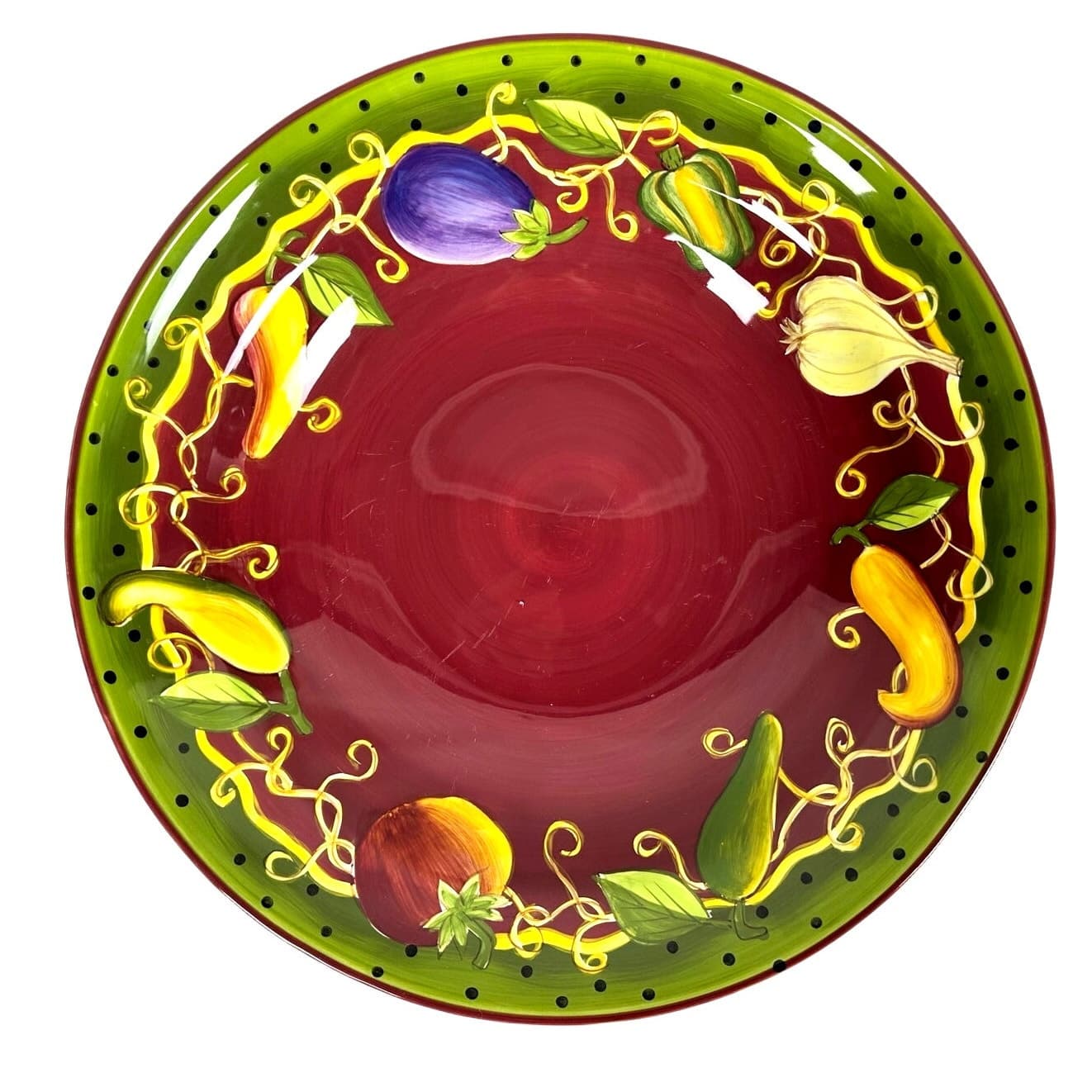 Gates Ware Laurie Gates Vibrant Colorful Art Pottery 14" Large Serving Bowl - Thumbnail 3