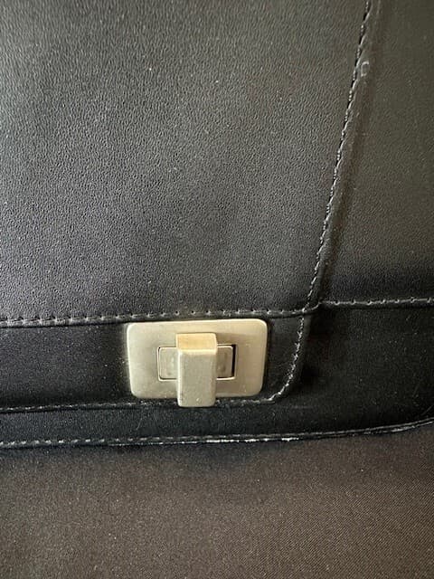 Black Leather Messenger Bag with Strap by Leeds - Thumbnail 5