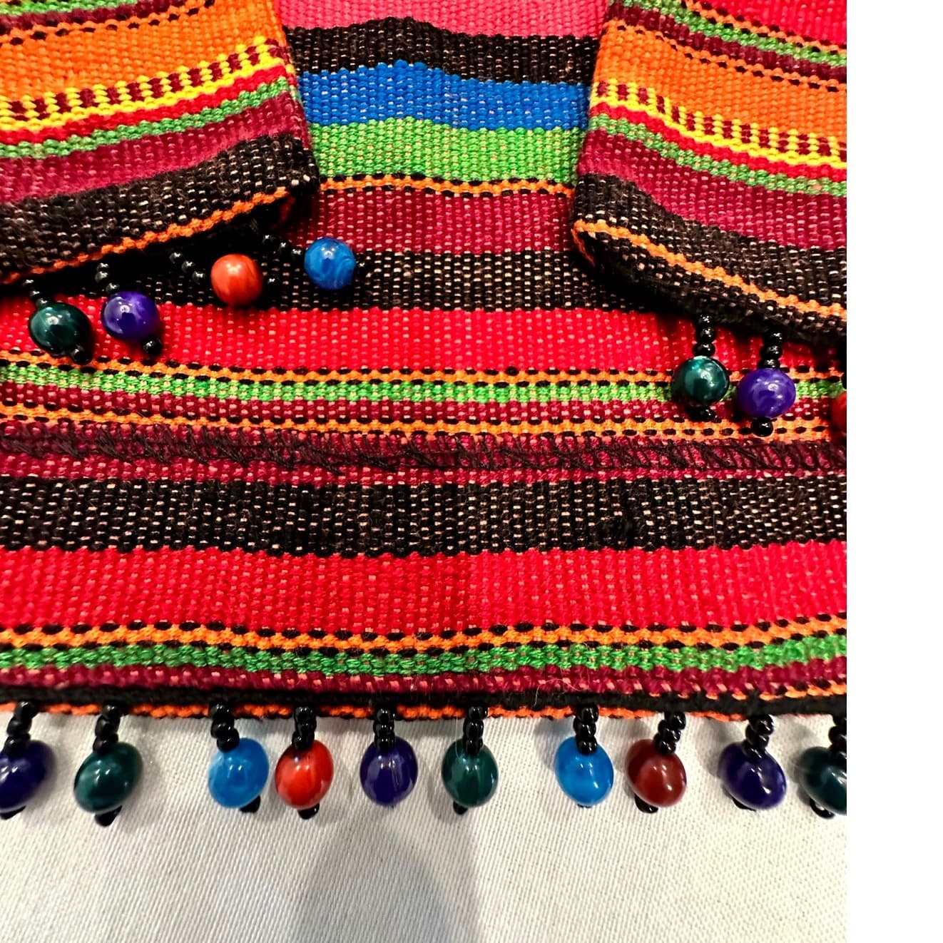 Sharon Young Multicolor Stripe & Beaded Fringe Cropped Jacket Size 10 Excellent - Thumbnail 6
