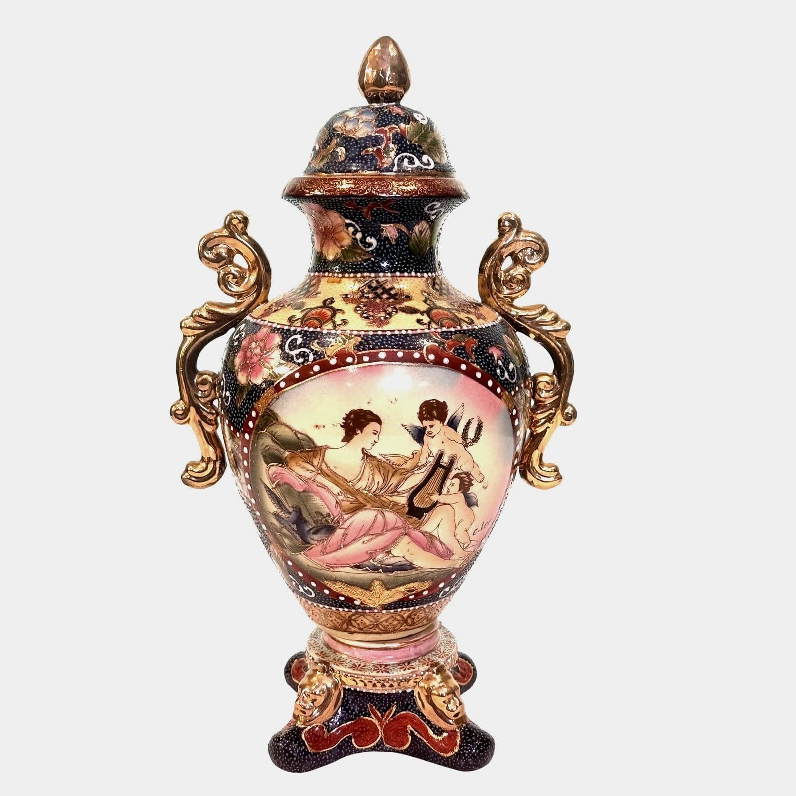 Satsuma Japan 16.25" Double Handle Large Urn by C. Lee Limited Edition 82/5000