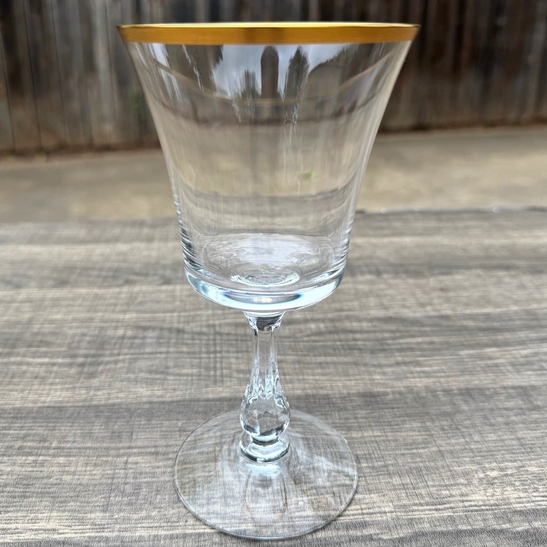 Fostoria Retired 1961-1982 'Richmond' Gold Rim 6.75" Water Goblets-Set of 11 - Thumbnail 9