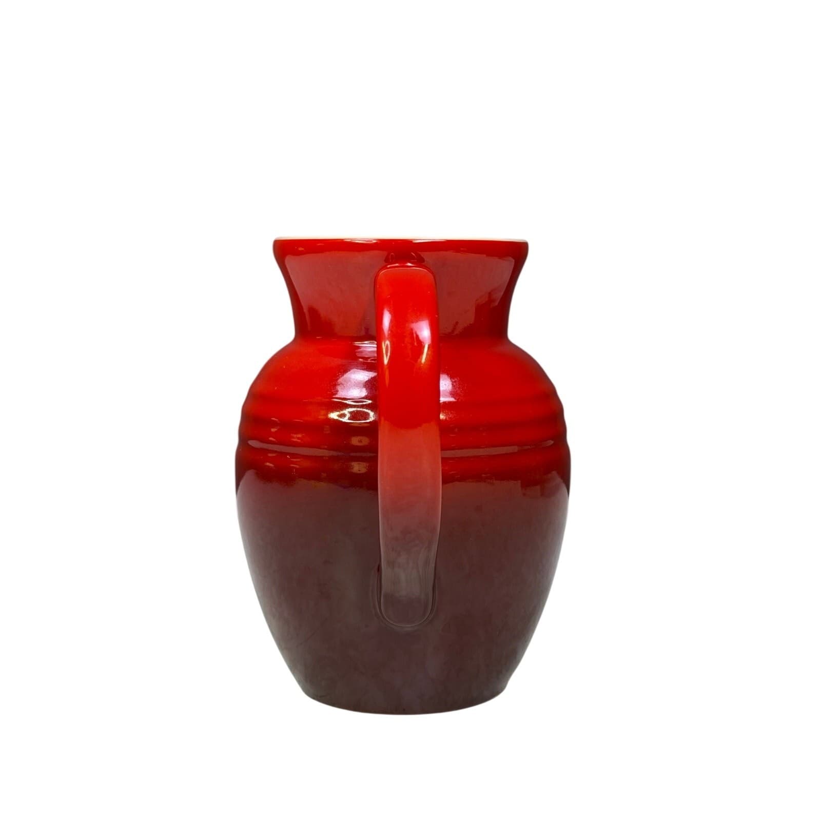 Le Creuset Red Stoneware Pitcher Creamer Cerise Small Milk Jug 5.75” Excellent - Thumbnail 4