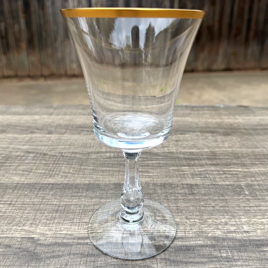 Fostoria Retired 1961-1982 'Richmond' Gold Rim 6.75" Water Goblets-Set of 11 - Thumbnail 2