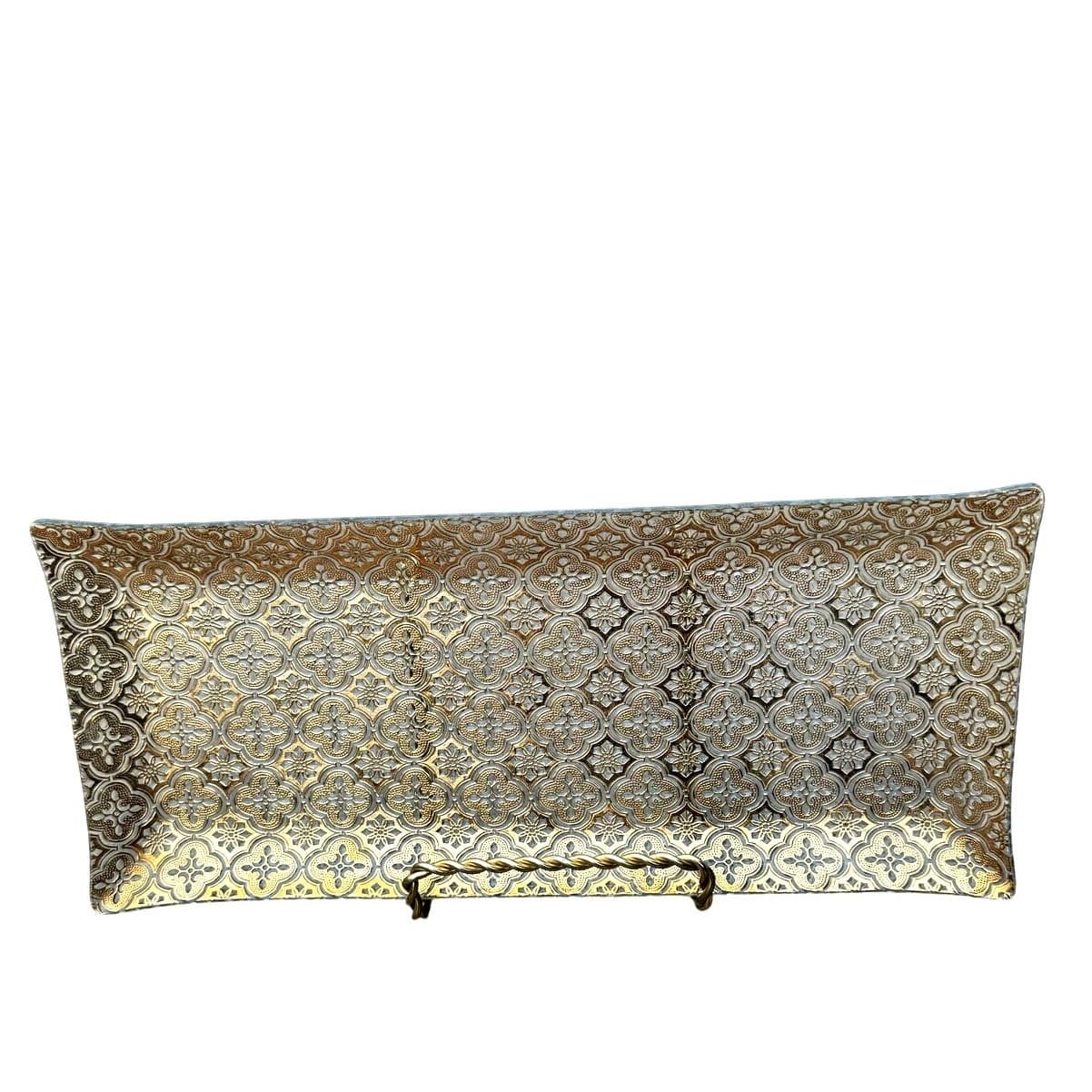 Georges Briard Iberia Vintage MCM 22K Gold 16.5 x 7 Rectangular Glass Platter - Thumbnail 2
