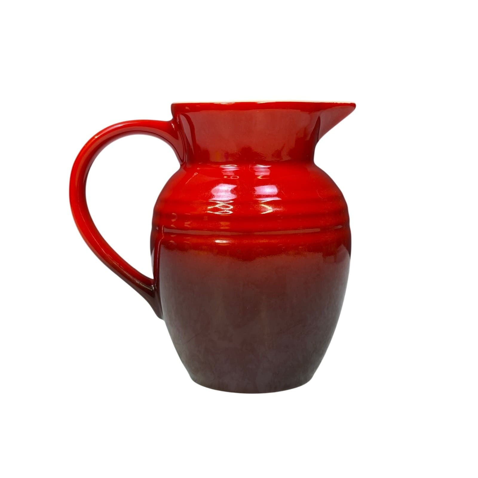 Le Creuset Red Stoneware Pitcher Creamer Cerise Small Milk Jug 5.75” Excellent
