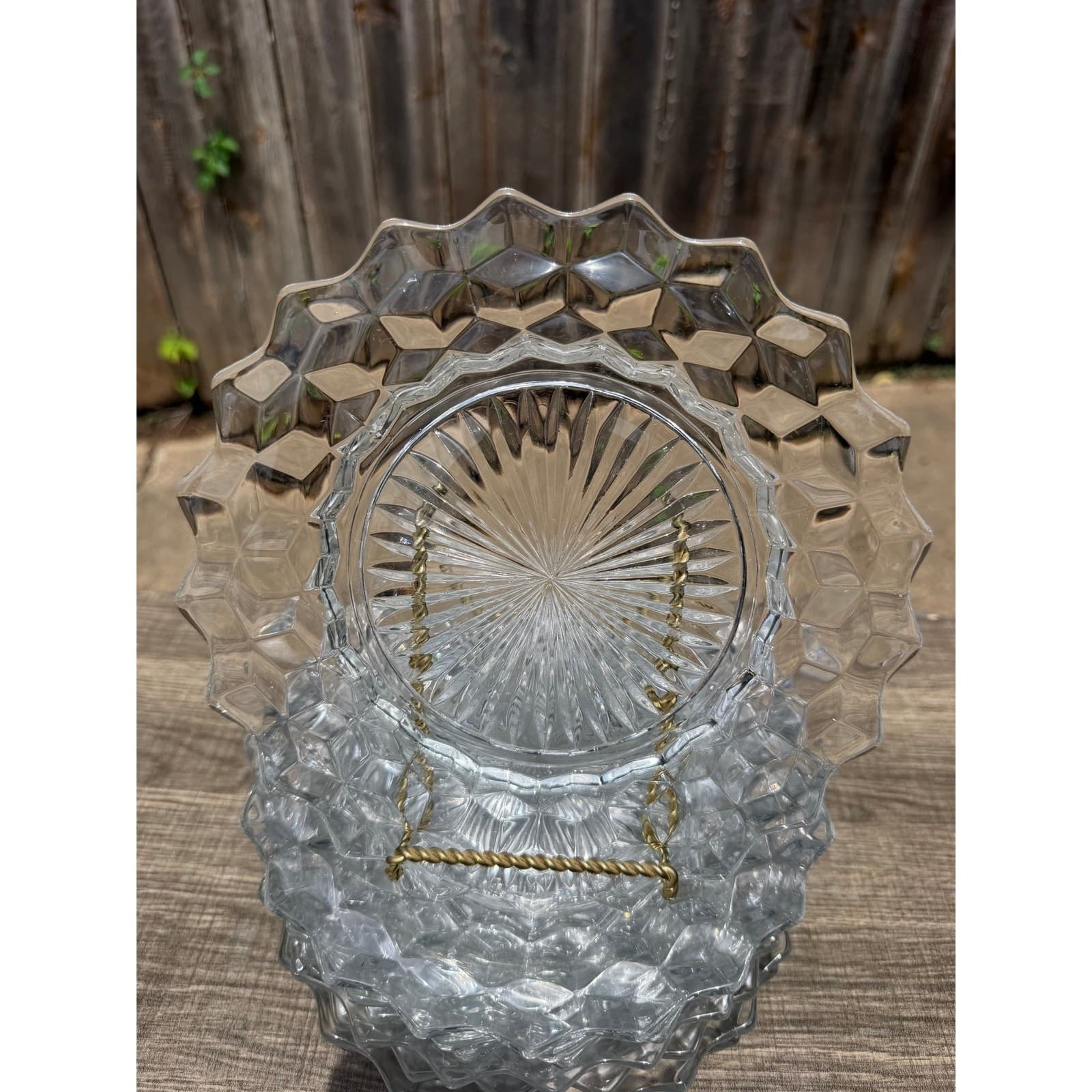 Fostoria 'American' Clear Glass Vintage 8" Cube Pattern Salad Plates-Set of 8 - Thumbnail 4
