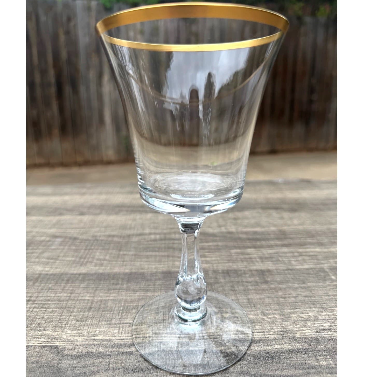 Fostoria Retired 1961-1982 'Richmond' Gold Rim 6.75" Water Goblets-Set of 11 - Thumbnail 7