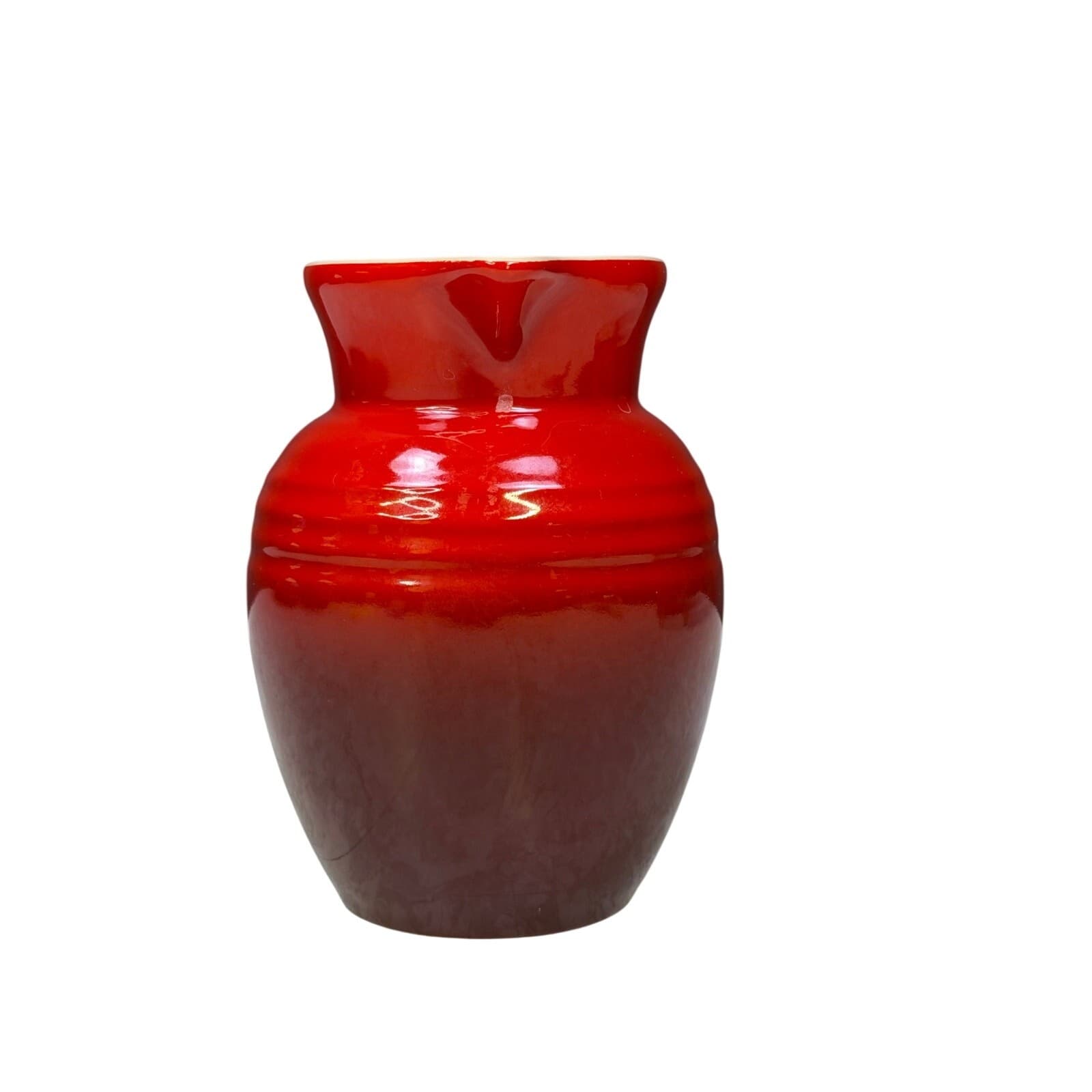 Le Creuset Red Stoneware Pitcher Creamer Cerise Small Milk Jug 5.75” Excellent - Thumbnail 2