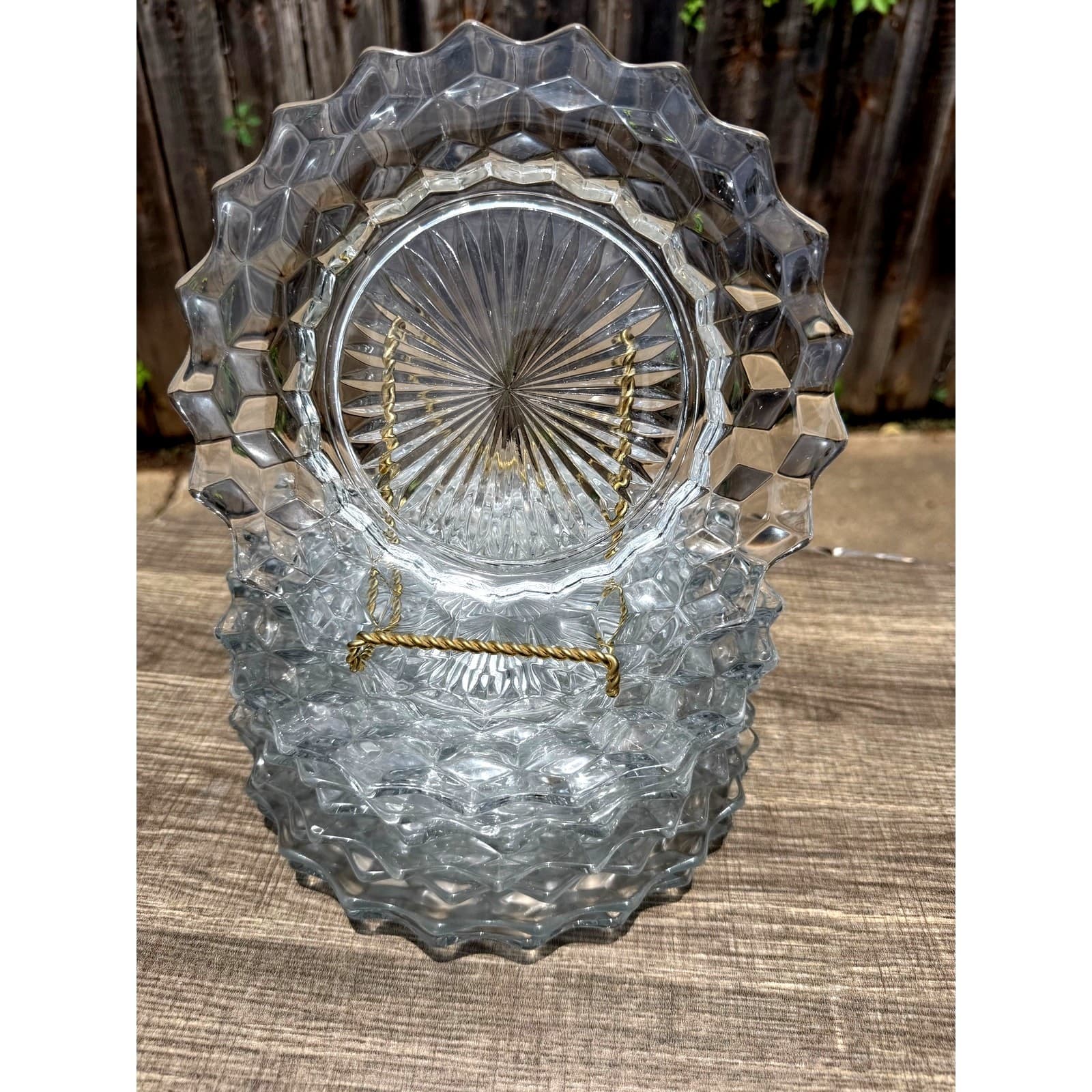 Fostoria 'American' Clear Glass Vintage 8" Cube Pattern Salad Plates-Set of 8 - Thumbnail 3