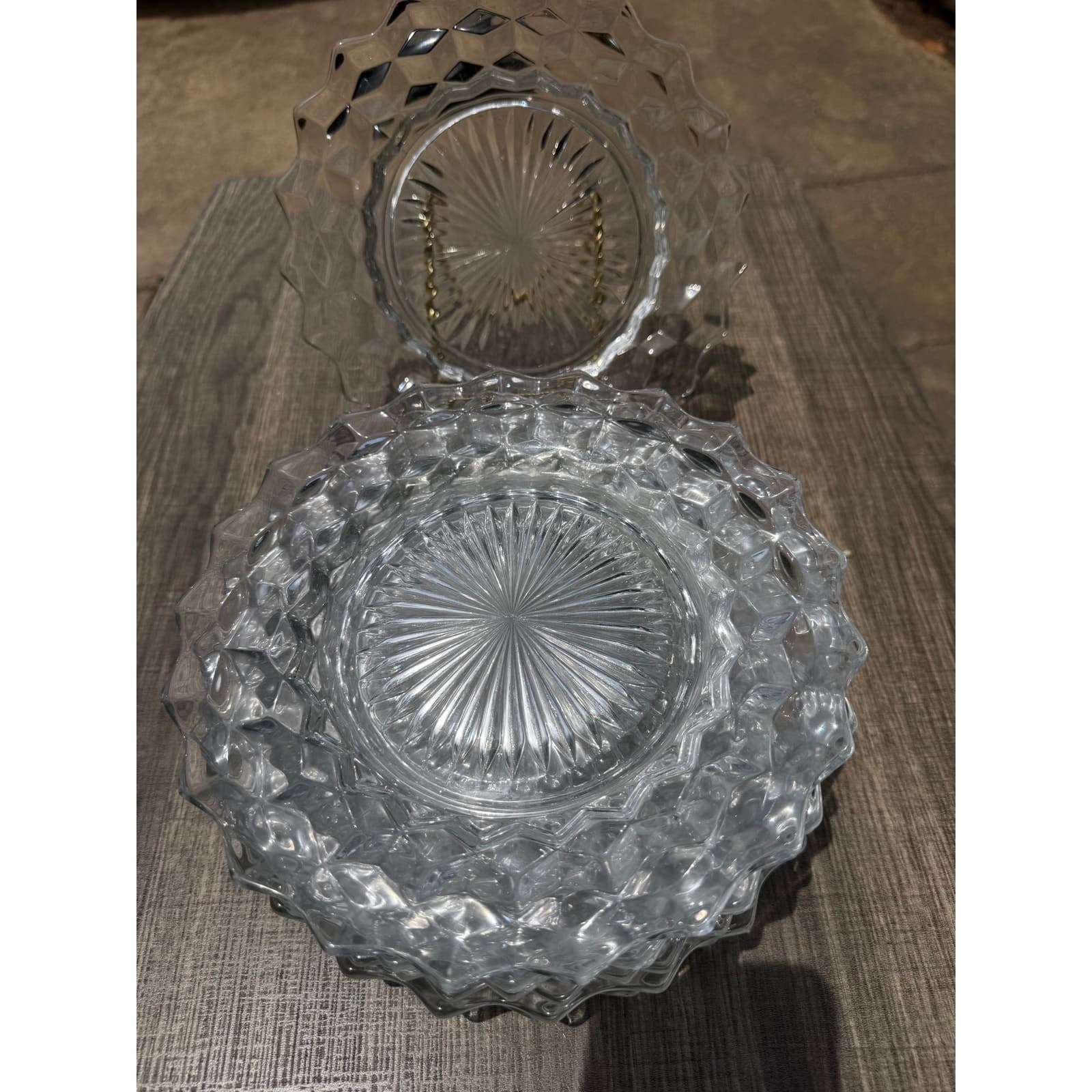 Fostoria 'American' Clear Glass Vintage 8" Cube Pattern Salad Plates-Set of 8 - Thumbnail 6