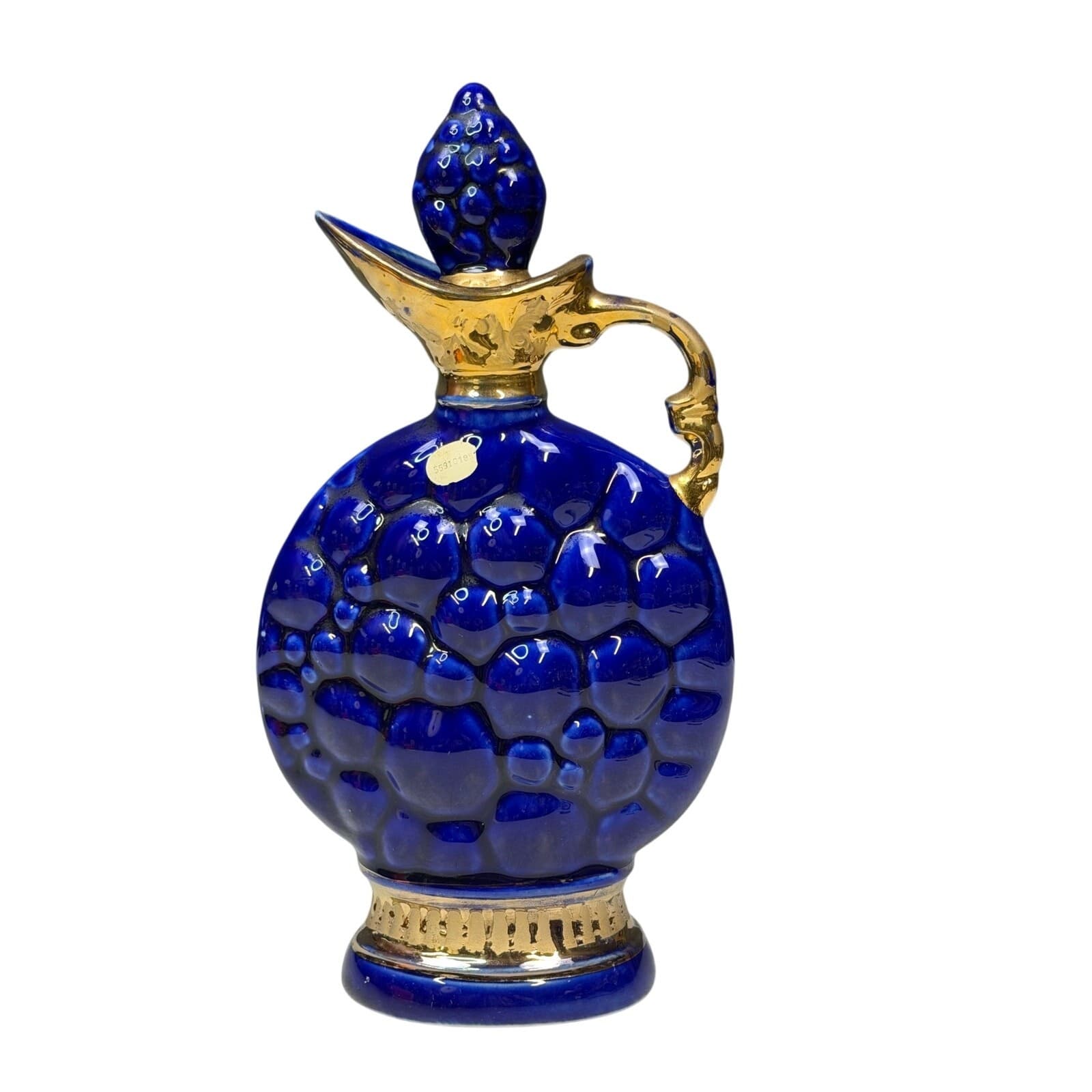 Vintage 1963 Regal China Blue Grape Cluster Whiskey Liquor Decanter w Stopper - Thumbnail 3