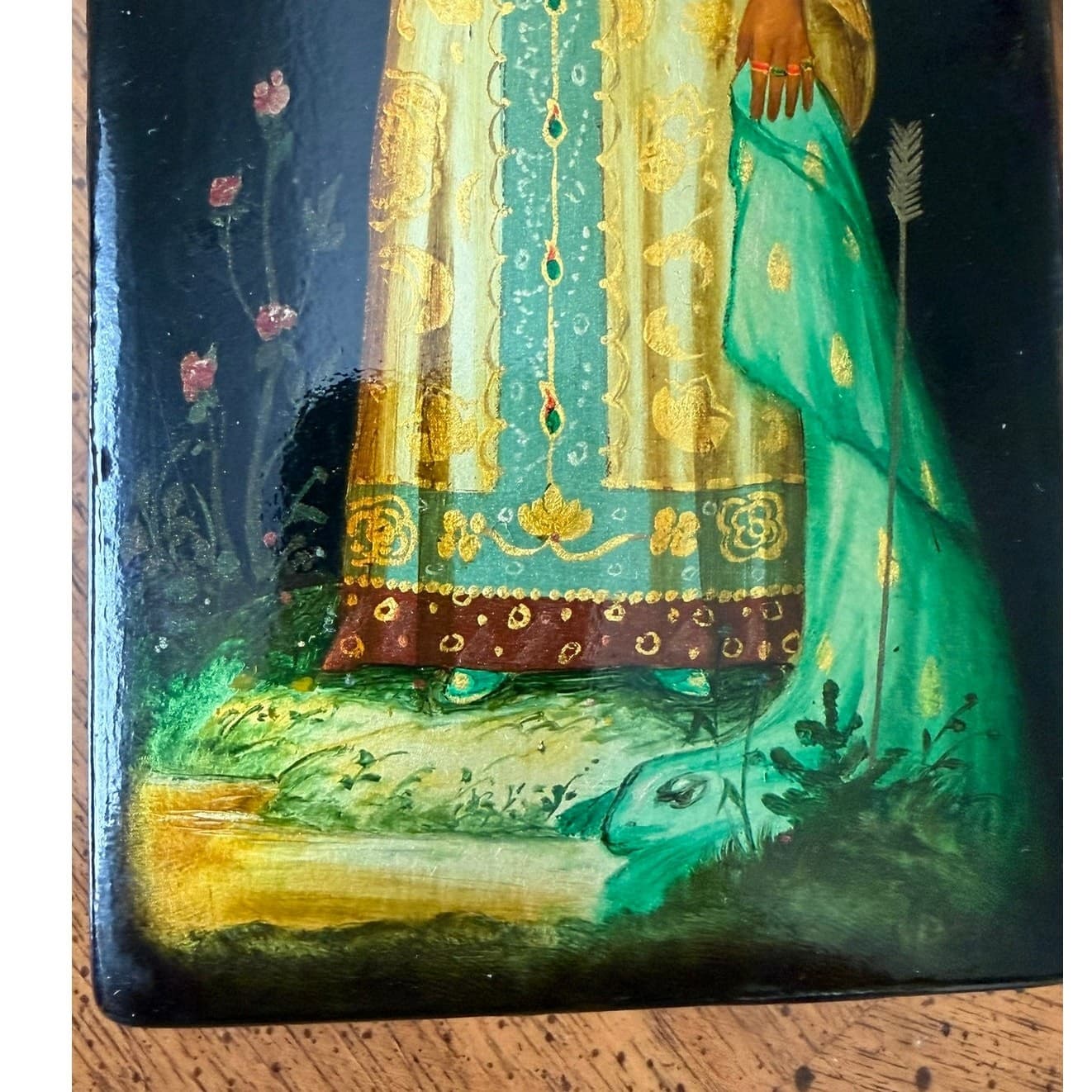 Vintage Fedoskino Russian Lacquer Box Snow Maiden Snegurochka w Papers 6.5" - Thumbnail 6