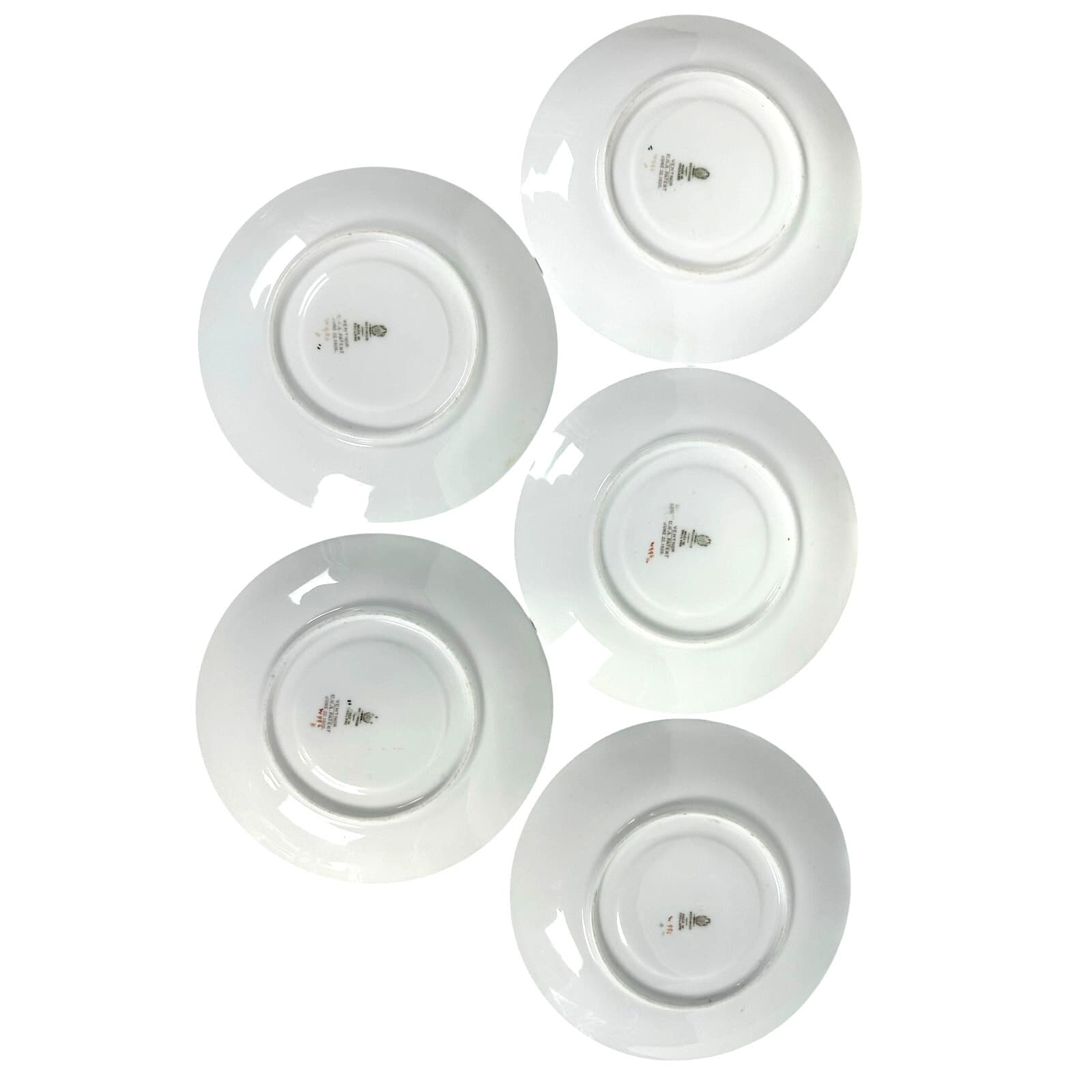 Antique Wedgwood Ventnor Enameled 6 3/8" Saucer for Soup Cup 1920's-Set of 5 - Thumbnail 3