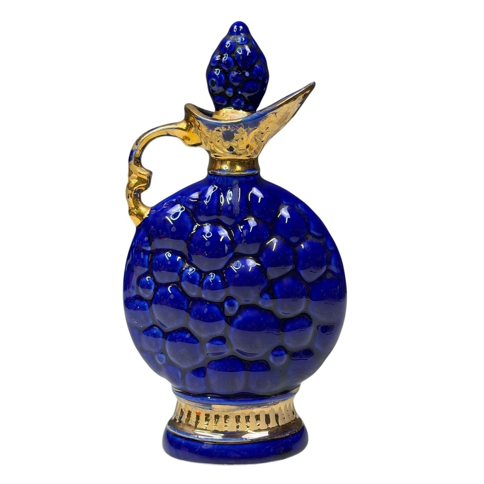 Vintage 1963 Regal China Blue Grape Cluster Whiskey Liquor Decanter w Stopper