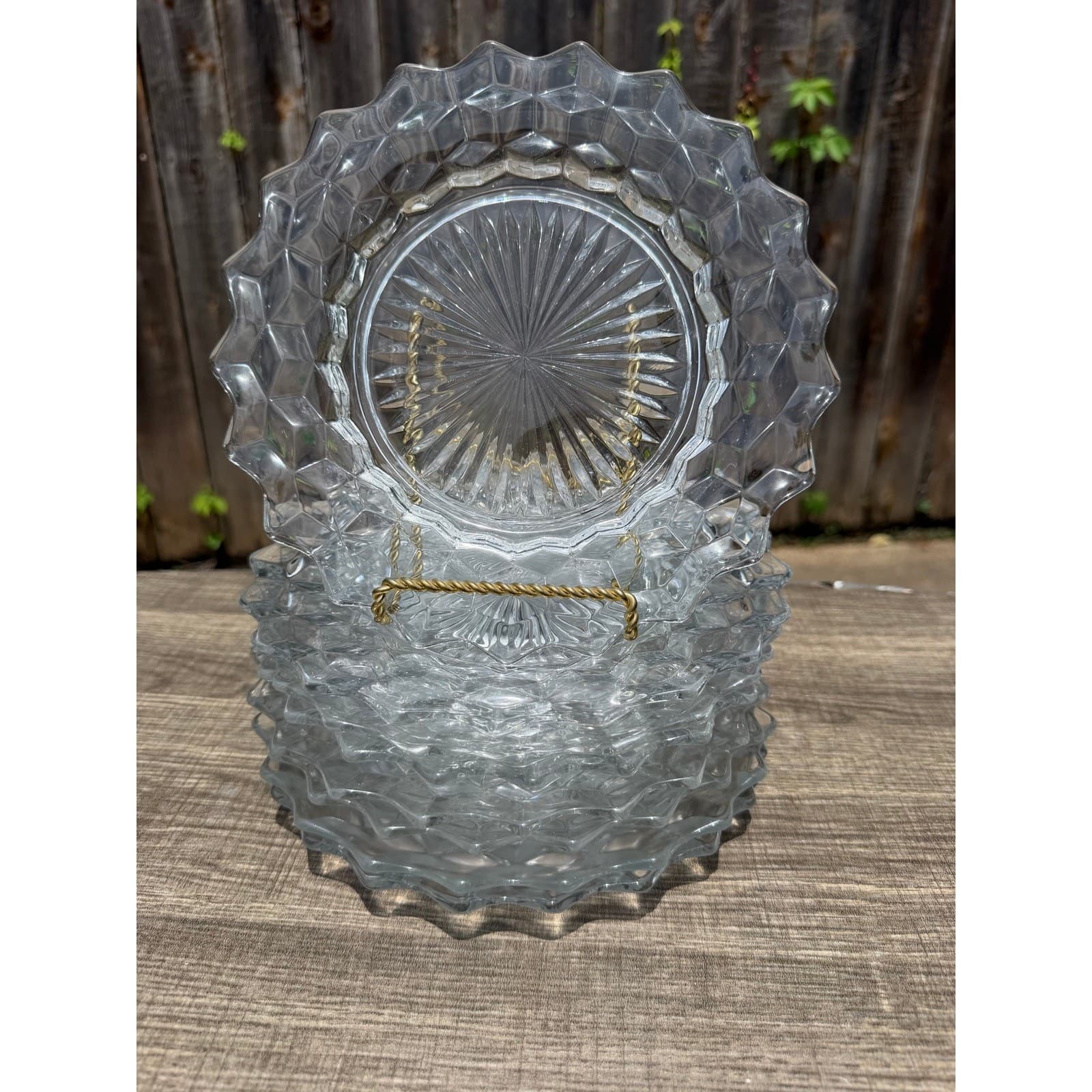 Fostoria 'American' Clear Glass Vintage 8" Cube Pattern Salad Plates-Set of 8 - Thumbnail 2