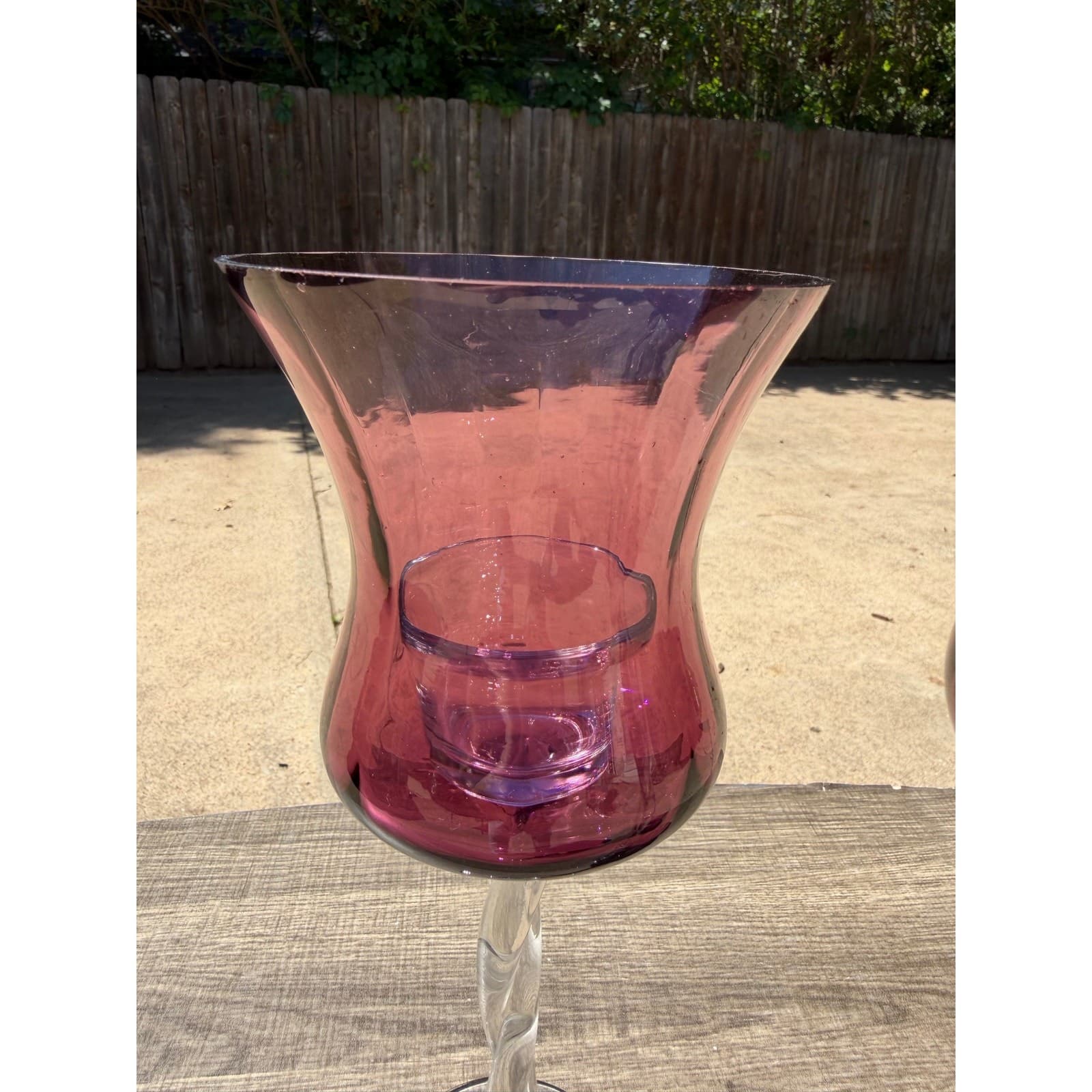 Amethyst Glass Hurricane Vintage Candle Holders Clear Twisted Stem Votive-Pair - Thumbnail 11