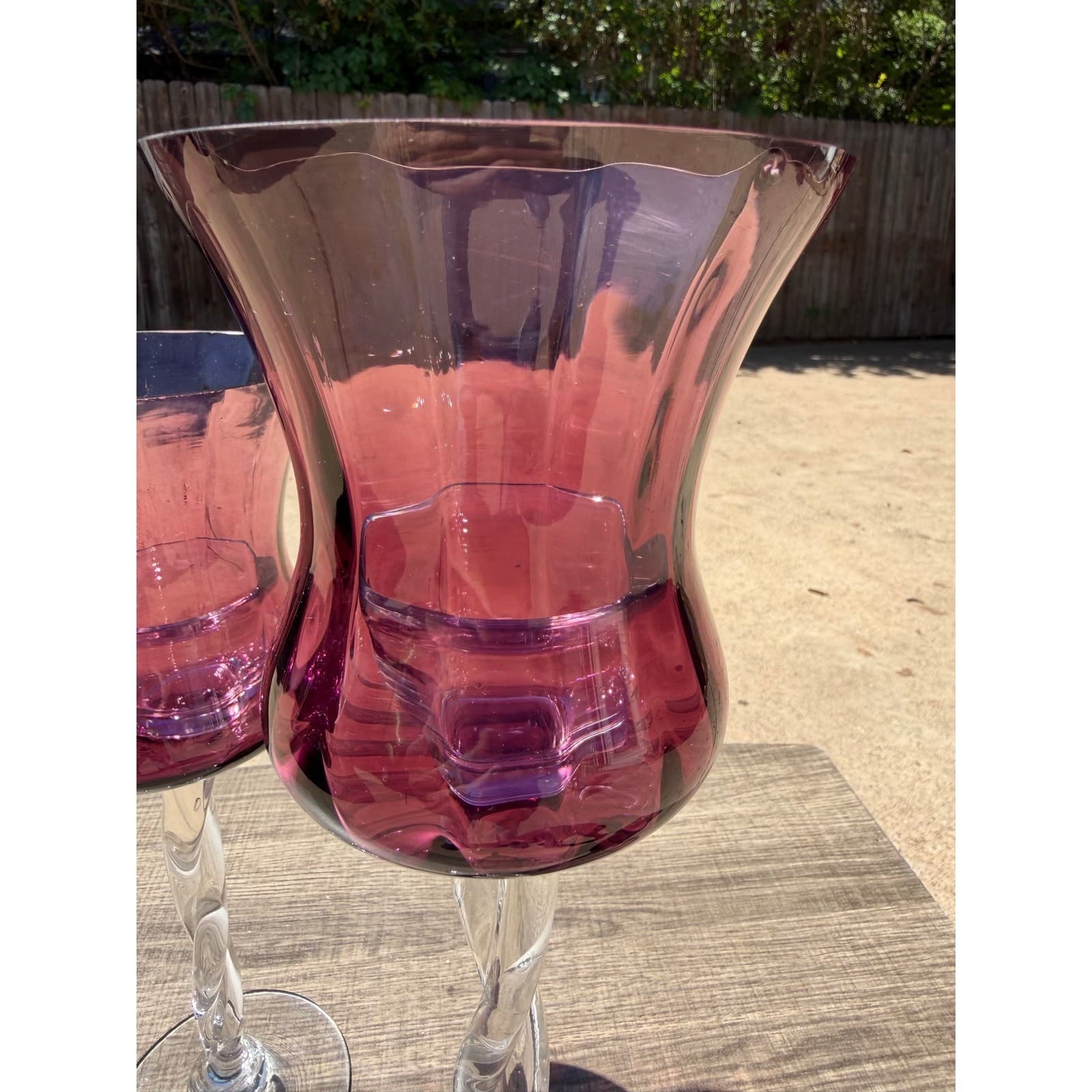 Amethyst Glass Hurricane Vintage Candle Holders Clear Twisted Stem Votive-Pair - Thumbnail 10