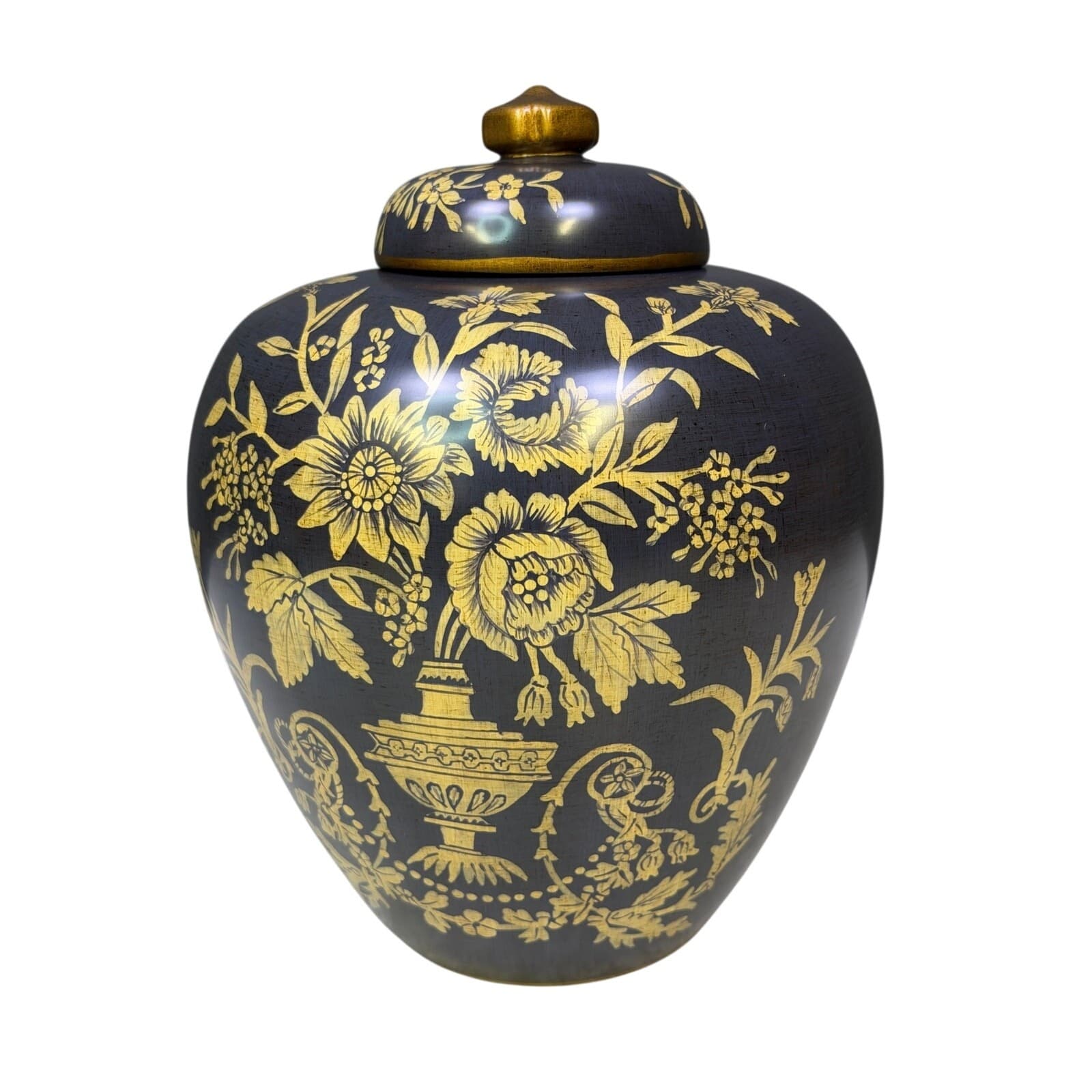 Bringier McConnell Toyo Black Vase/Ginger Jar Set Hollywood Regency Chinoiserie - Thumbnail 10
