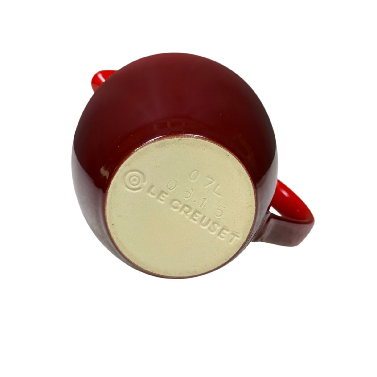 Le Creuset Red Stoneware Pitcher Creamer Cerise Small Milk Jug 5.75” Excellent - Thumbnail 6