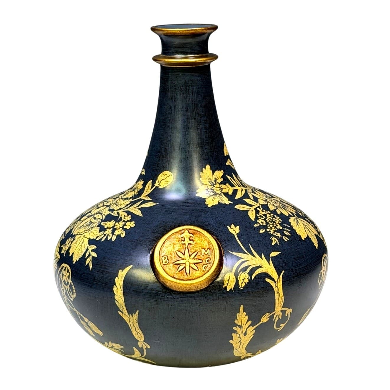Bringier McConnell Toyo Black Vase/Ginger Jar Set Hollywood Regency Chinoiserie - Thumbnail 2