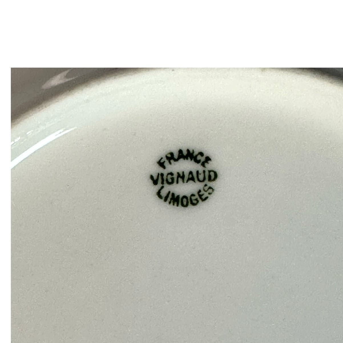 Antique Vignaud Limoges "The Nantes" 7.5" Coupe Soup Bowls-Rare Elegant-Set of 4 - Thumbnail 5