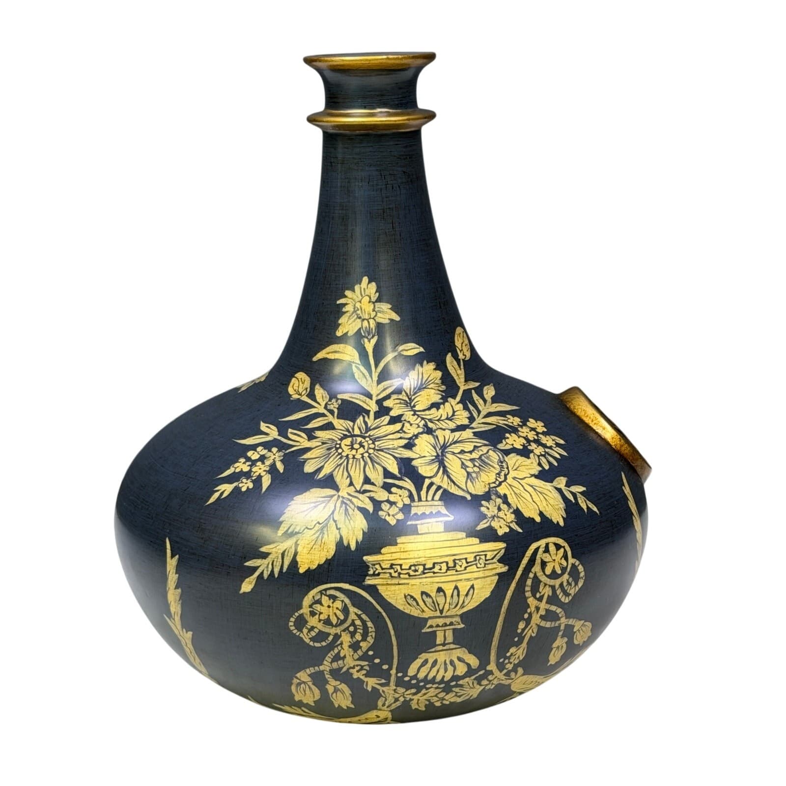 Bringier McConnell Toyo Black Vase/Ginger Jar Set Hollywood Regency Chinoiserie - Thumbnail 5