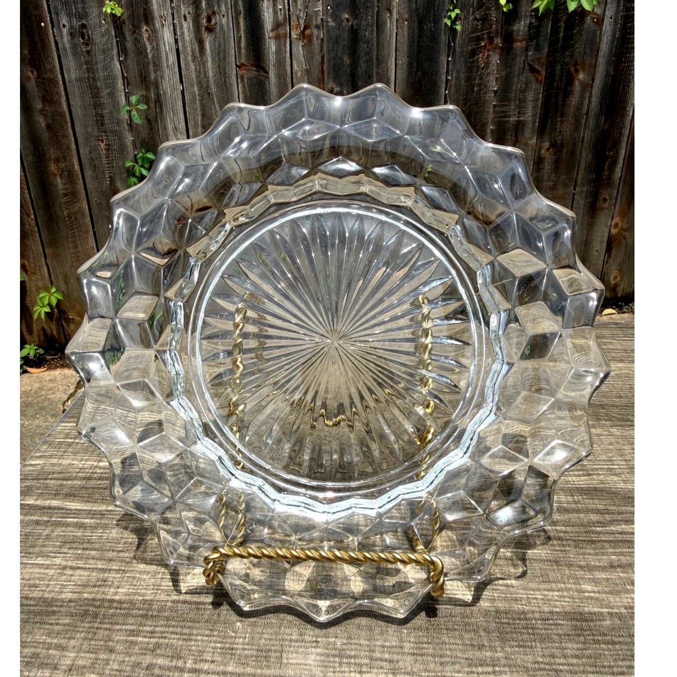 Fostoria 'American' Clear Glass Vintage 8" Cube Pattern Salad Plates-Set of 8 - Thumbnail 7