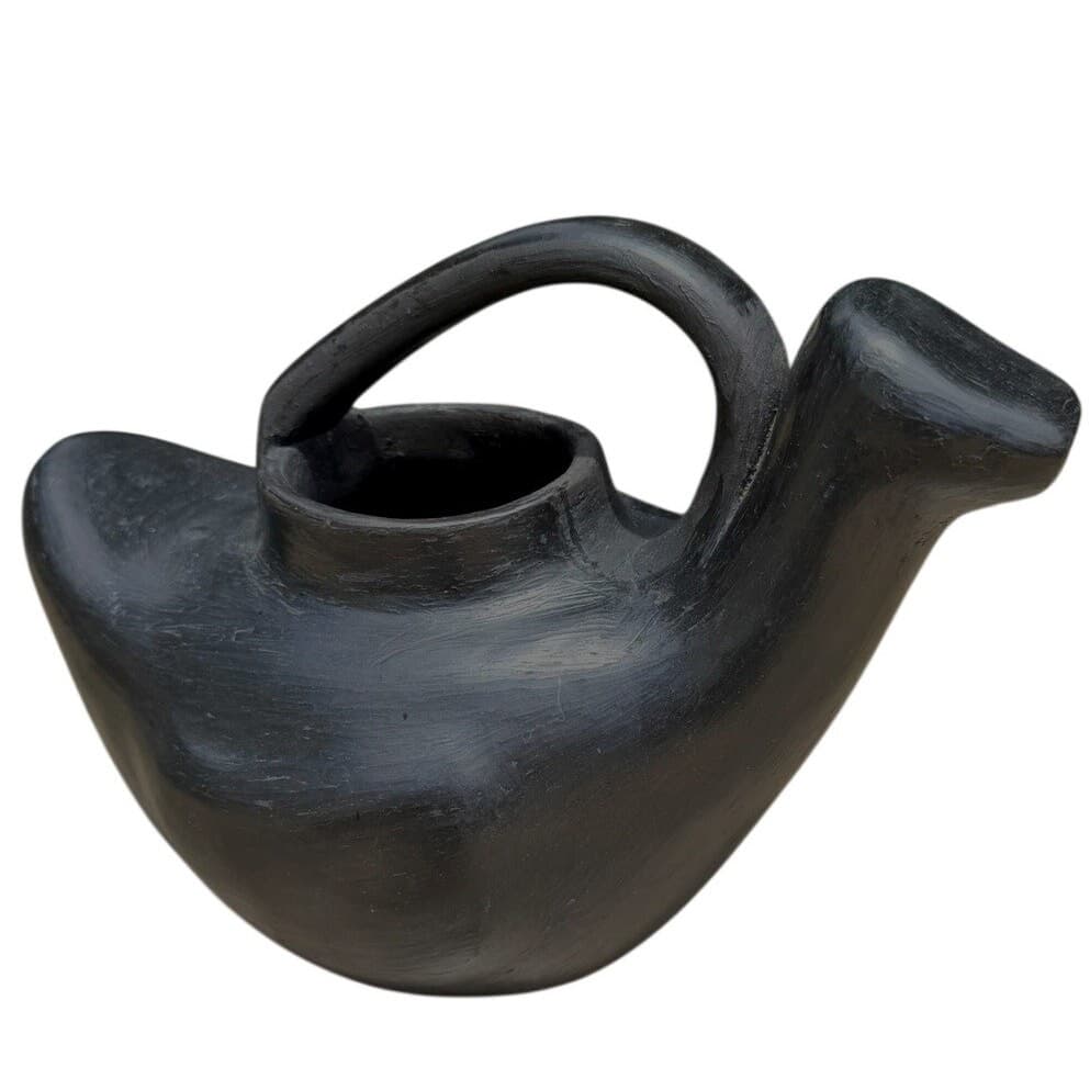Vintage Handmade Blackware Pottery Sculptural Ewer Pitcher Southwest 11" Art - Thumbnail 3