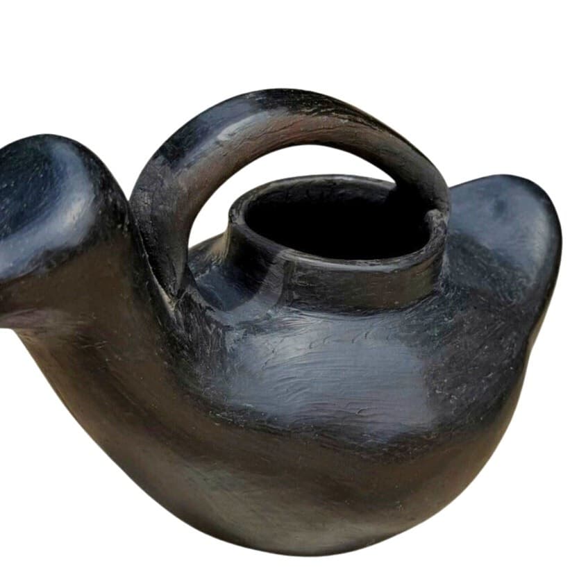 Vintage Handmade Blackware Pottery Sculptural Ewer Pitcher Southwest 11" Art - Thumbnail 8