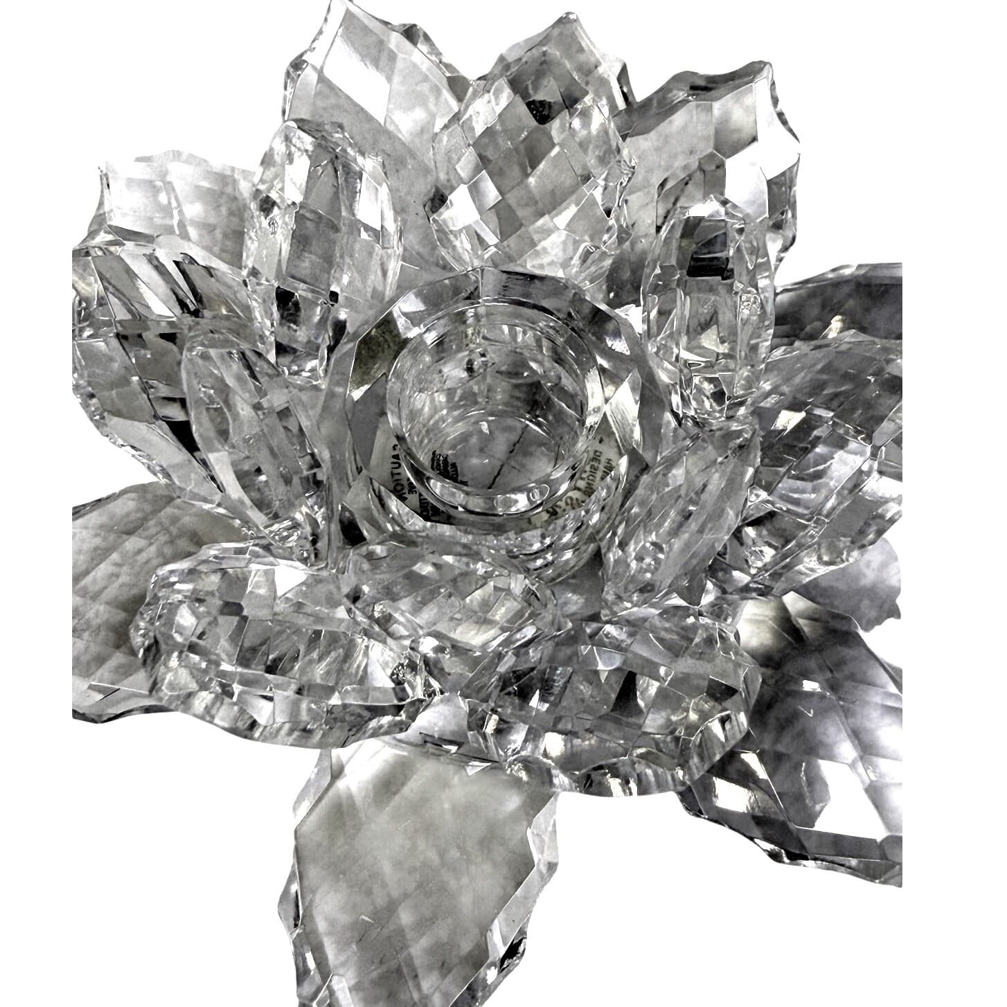 Shannon Crystal by Godinger Lotus Flower Crystal Candle Holders 15576-Set of 2 - Thumbnail 7