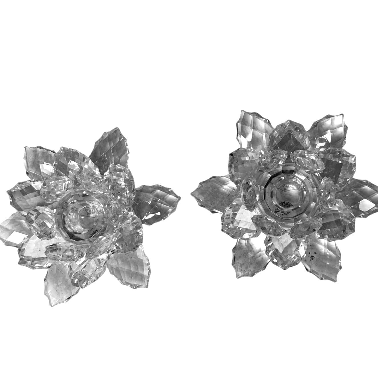 Shannon Crystal by Godinger Lotus Flower Crystal Candle Holders 15576-Set of 2 - Thumbnail 6