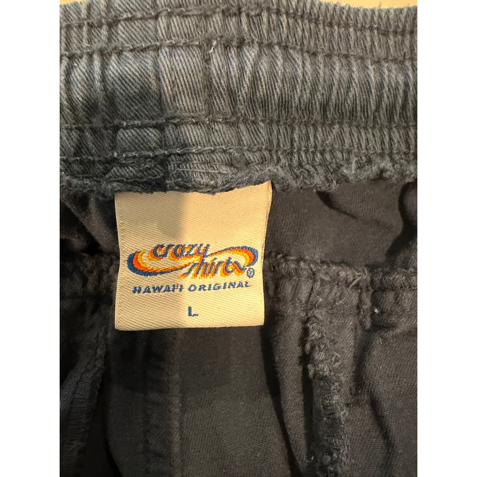 Crazy Shirts Hawaii Original Men's Lounge Pants L Navy Cotton 29" Inseam Raw Hem - Thumbnail 4