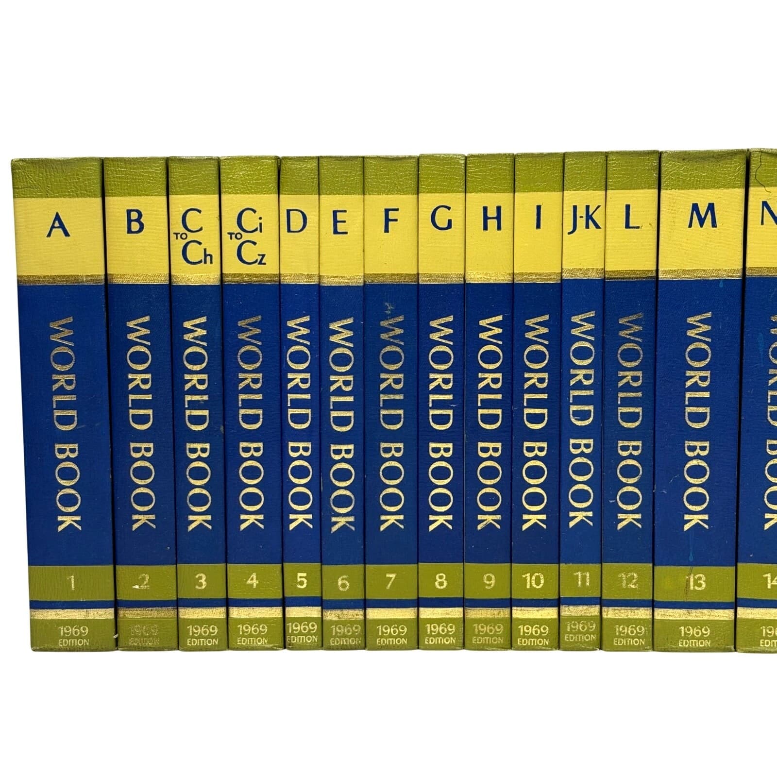 1969 World Book Encyclopedia Complete Set 20 Volumes+Dictionary Atlas Green/Blue - Thumbnail 2