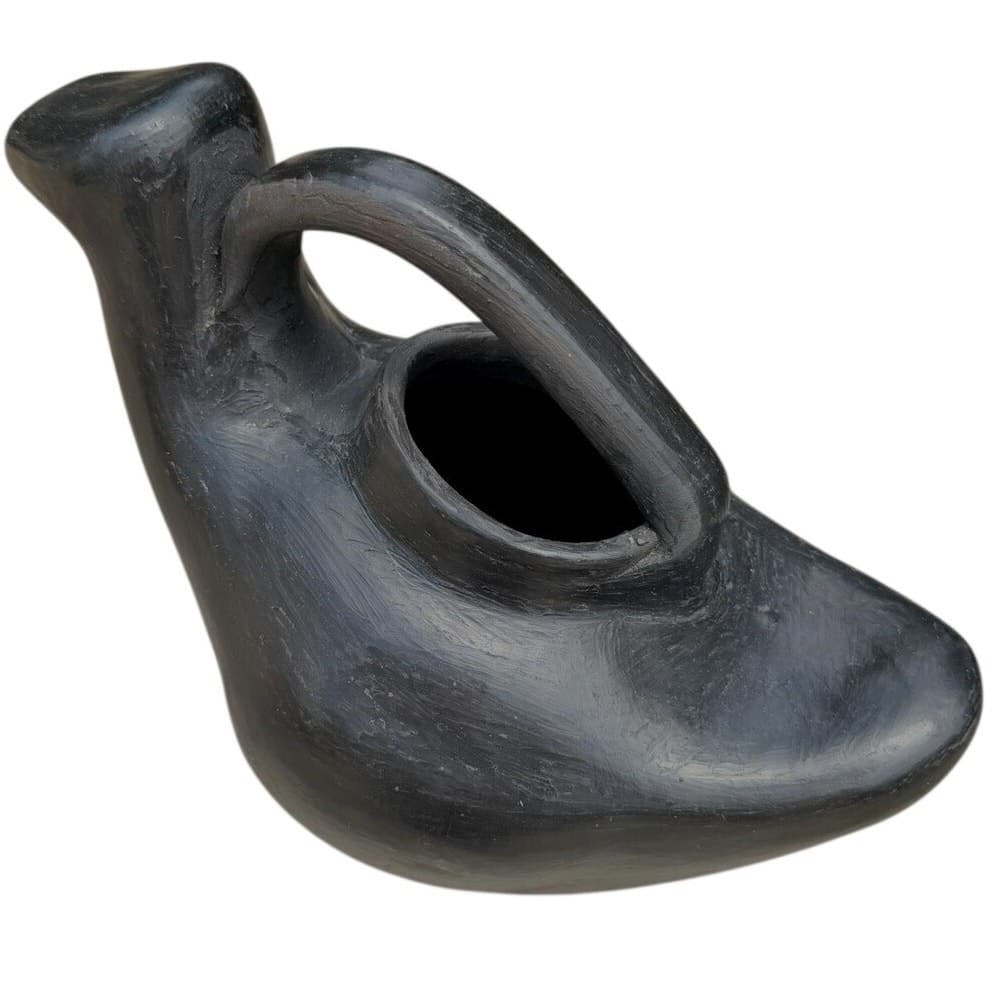 Vintage Handmade Blackware Pottery Sculptural Ewer Pitcher Southwest 11" Art - Thumbnail 2