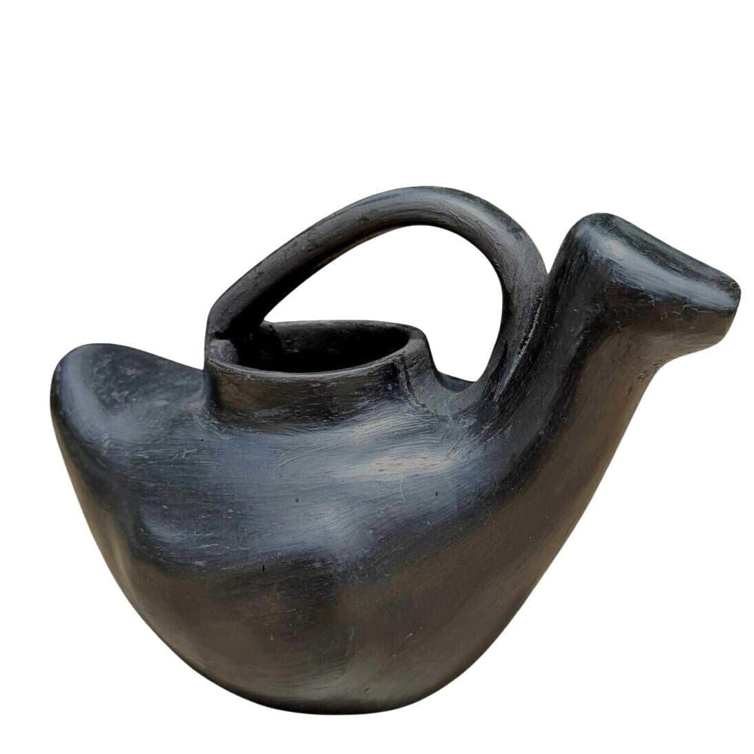 Vintage Handmade Blackware Pottery Sculptural Ewer Pitcher Southwest 11" Art - Thumbnail 5