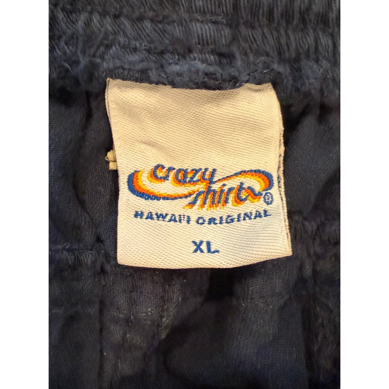 Crazy Shirts Hawaii Original Men's XL Navy Elastic Waist Cotton Casual Pants - Thumbnail 4