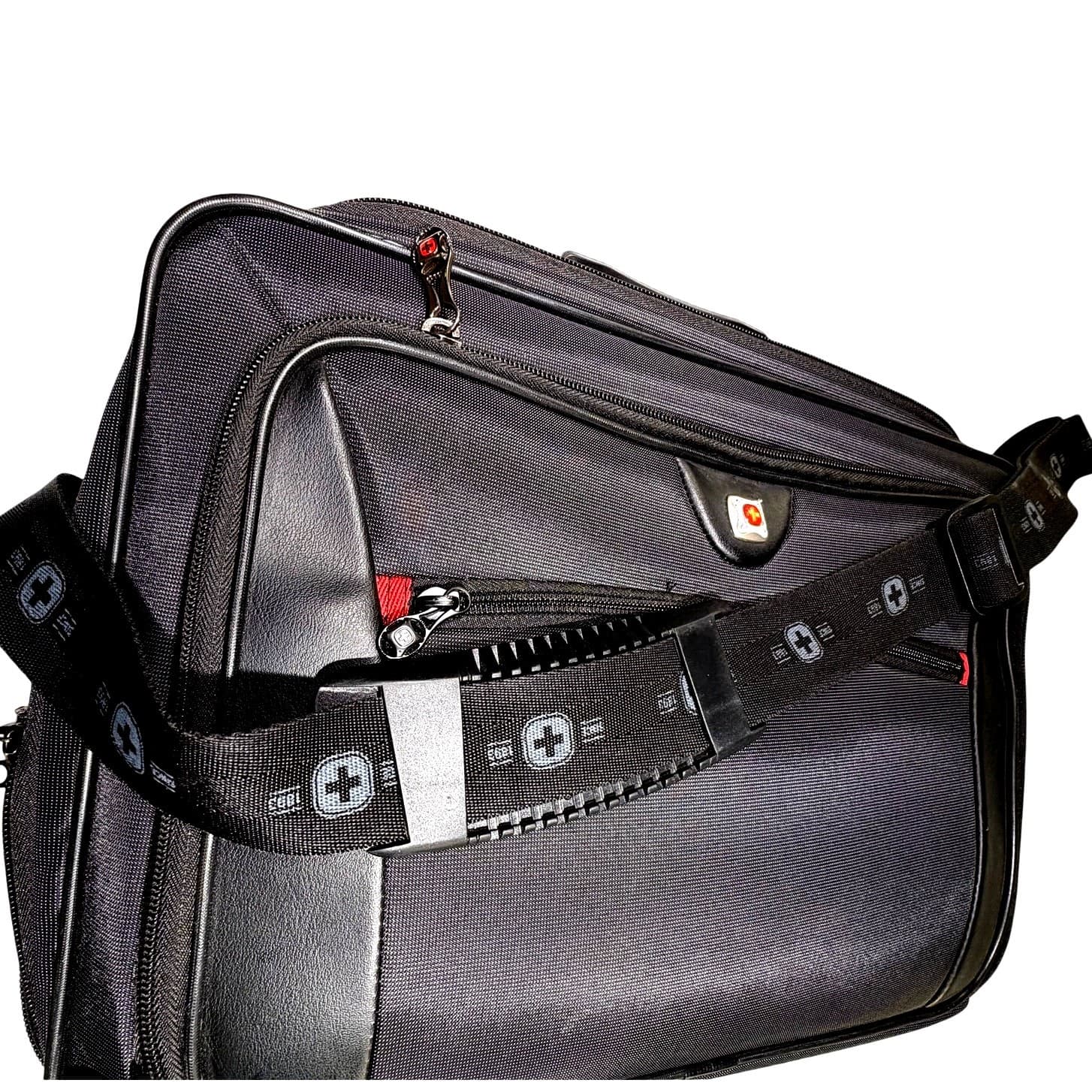 SwissGear Laptop Briefcase Computer Bag Black 16x12x3.5 Padded Shoulder Strap - Thumbnail 4