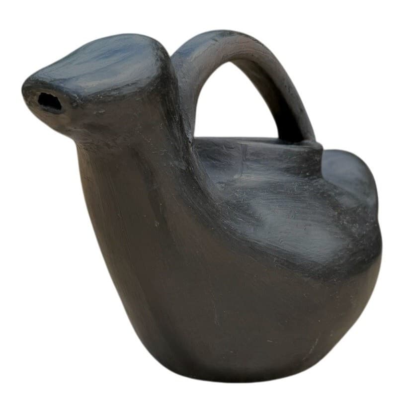 Vintage Handmade Blackware Pottery Sculptural Ewer Pitcher Southwest 11" Art