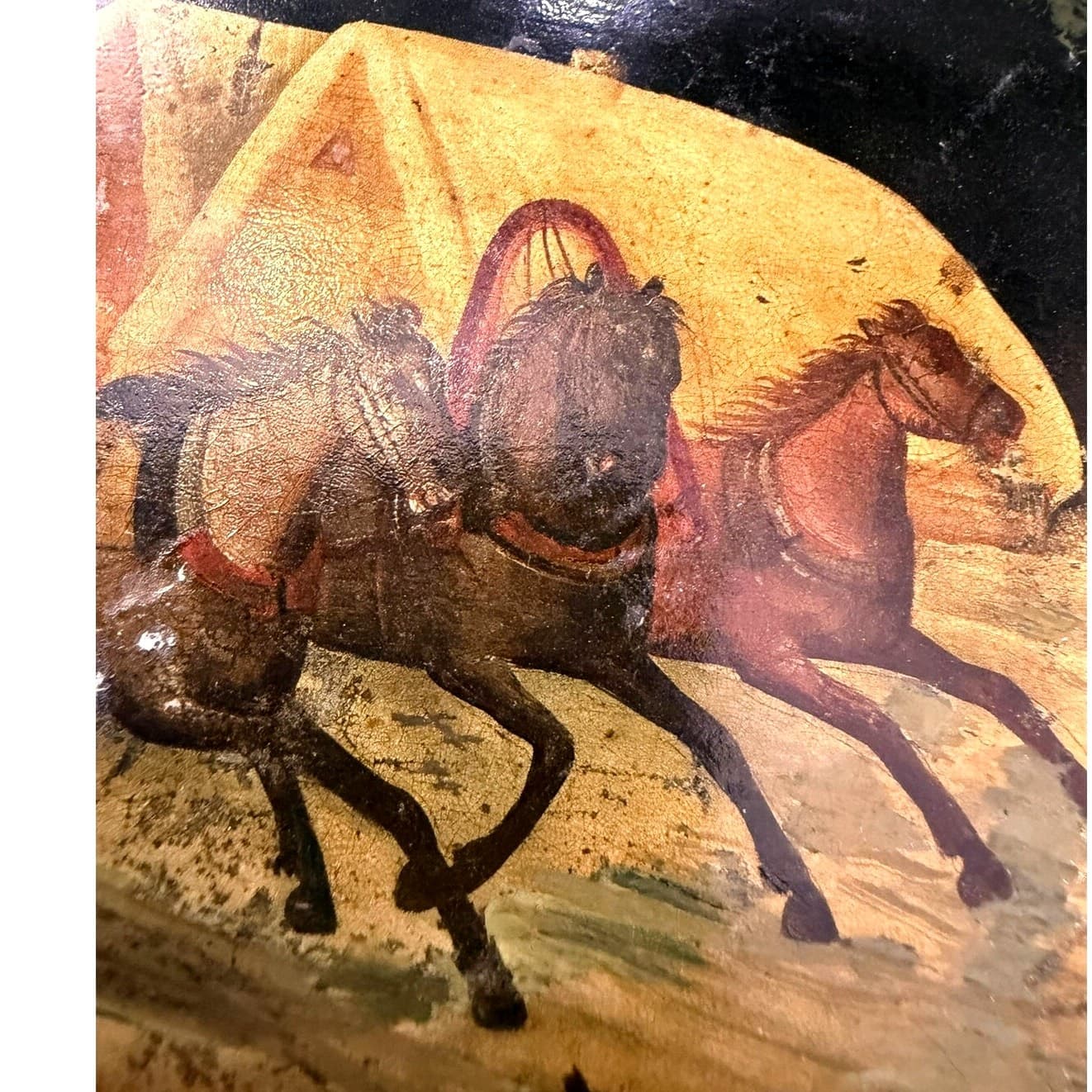 Antique Imperial Russian Hand Painted Papier Mache Lacquer Troika Box c1900 - Thumbnail 7