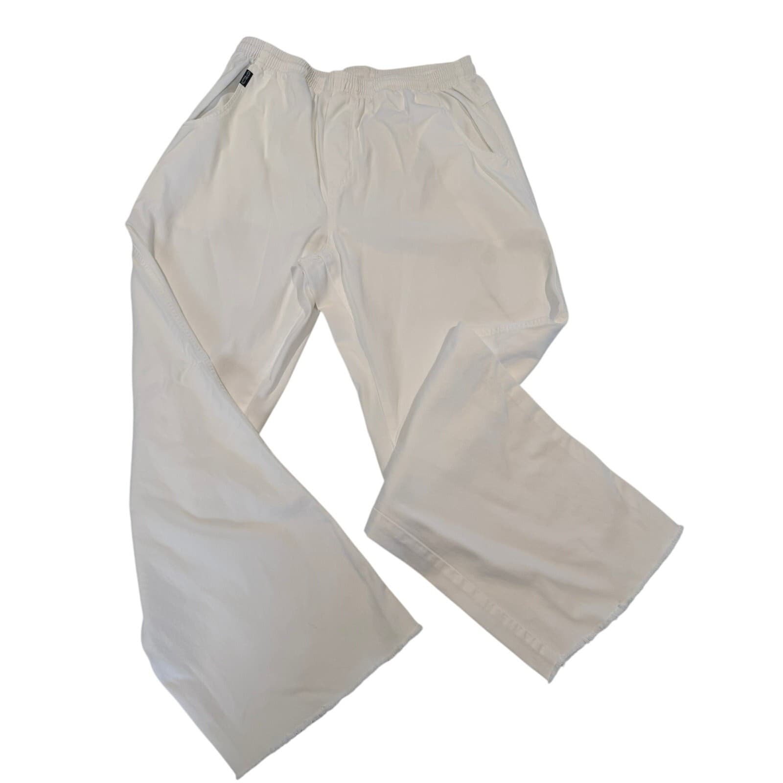Crazy Shirts White Cotton Drawstring Pants XL Raw Hem 29" Inseam Beach Lounge