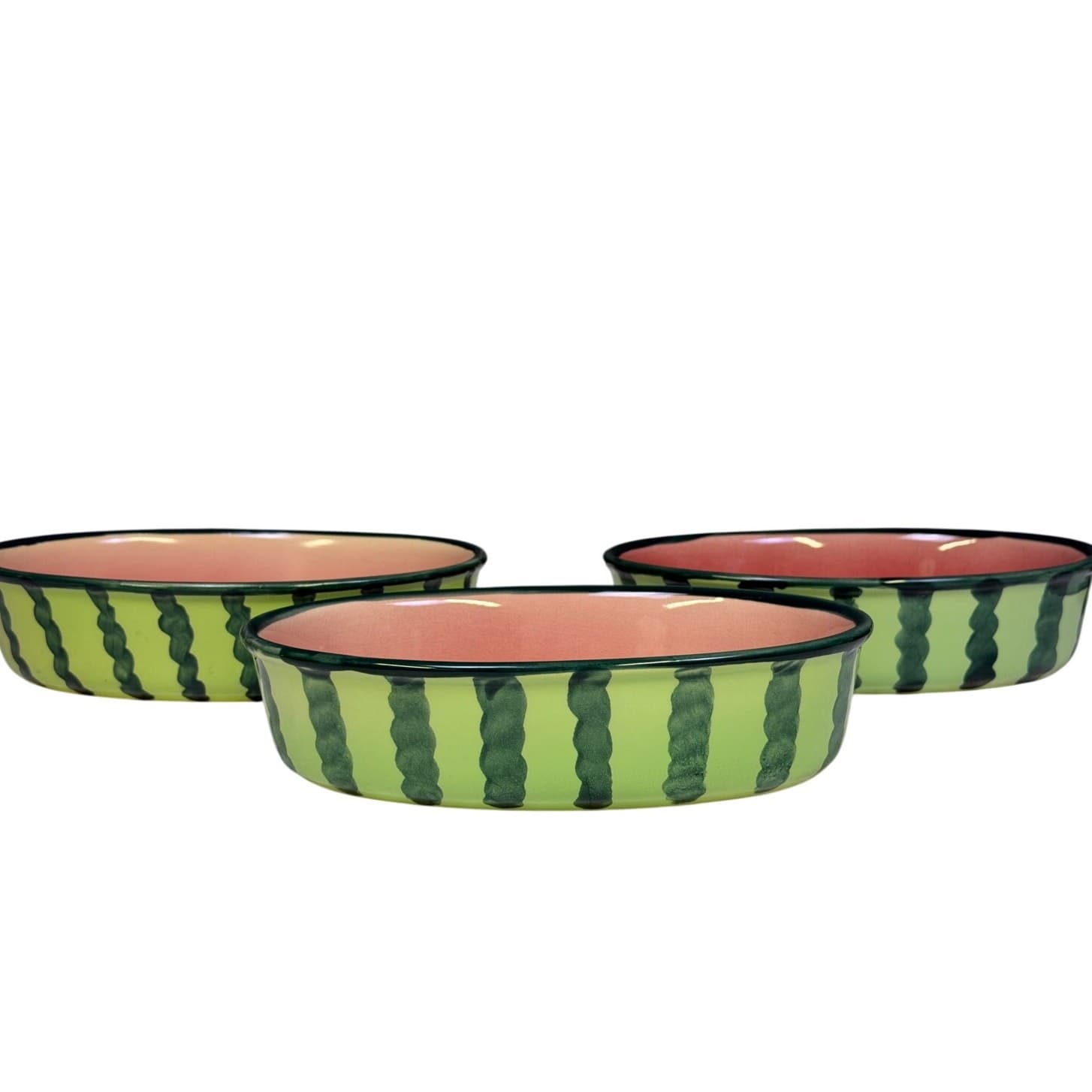 Whimsical Watermelon Design Oval 9.25" Casseroles/Serving Dishes-Set of 3