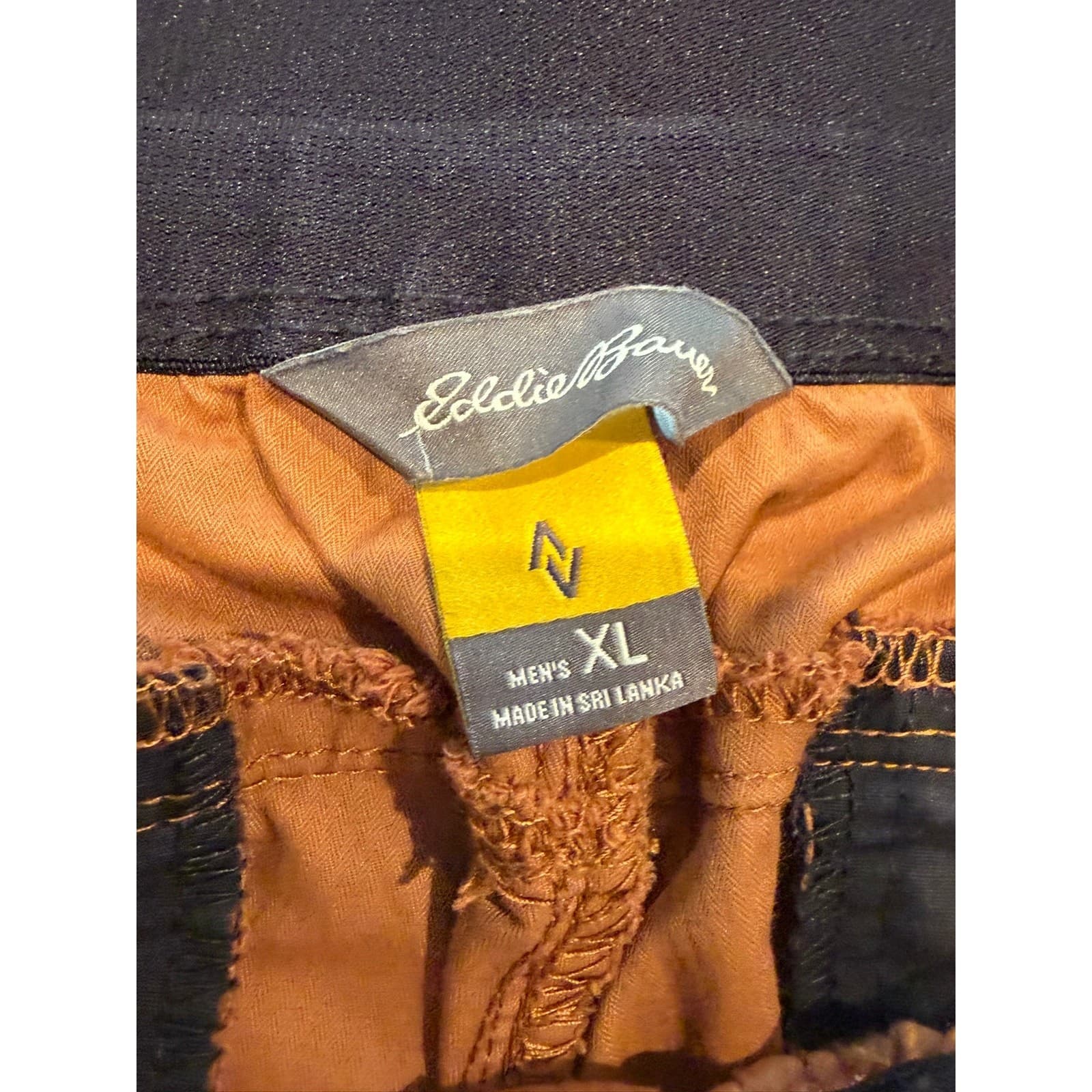 Eddie Bauer Mens XL Hiking Pants Brown Drawstring Elastic Waist 30" Inseam - Thumbnail 3