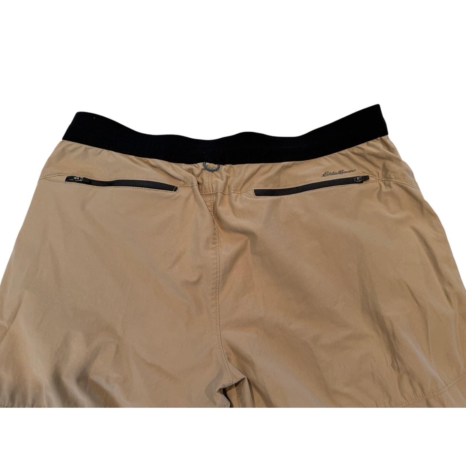 Eddie Bauer Mens XL Tan Ripstop Cargo Hiking Pants Elastic Waist Drawstring - Thumbnail 4