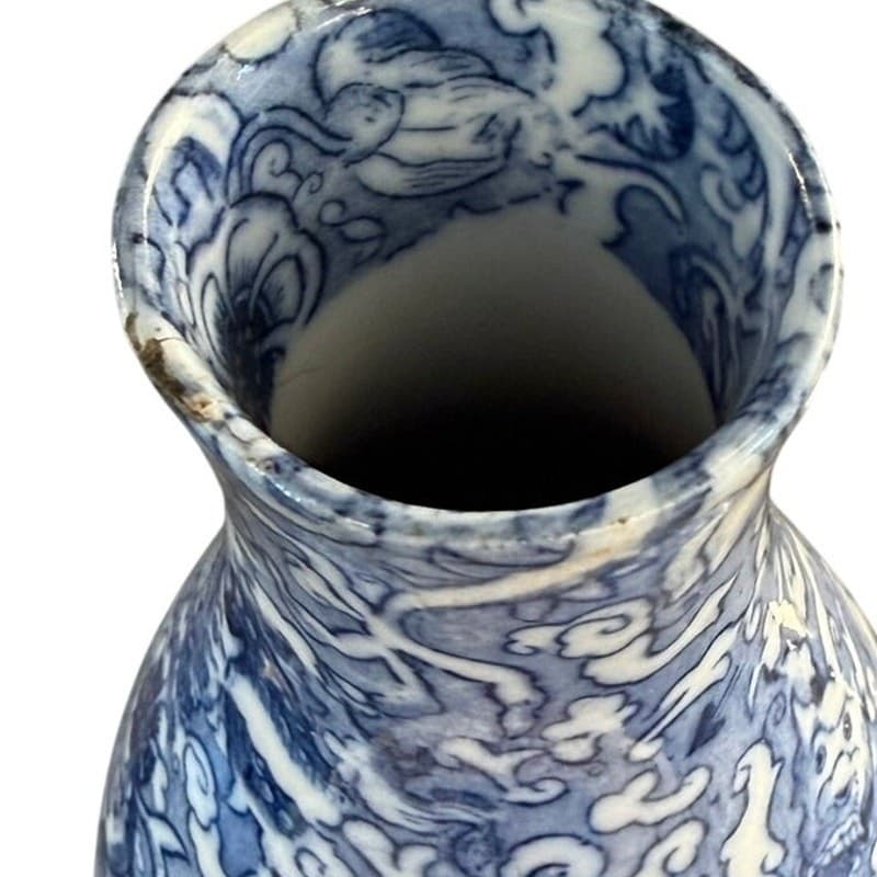 Antique BISTO England Blue White Dragon Chinoiserie Vase 10.75" Bishop Stonier - Thumbnail 7