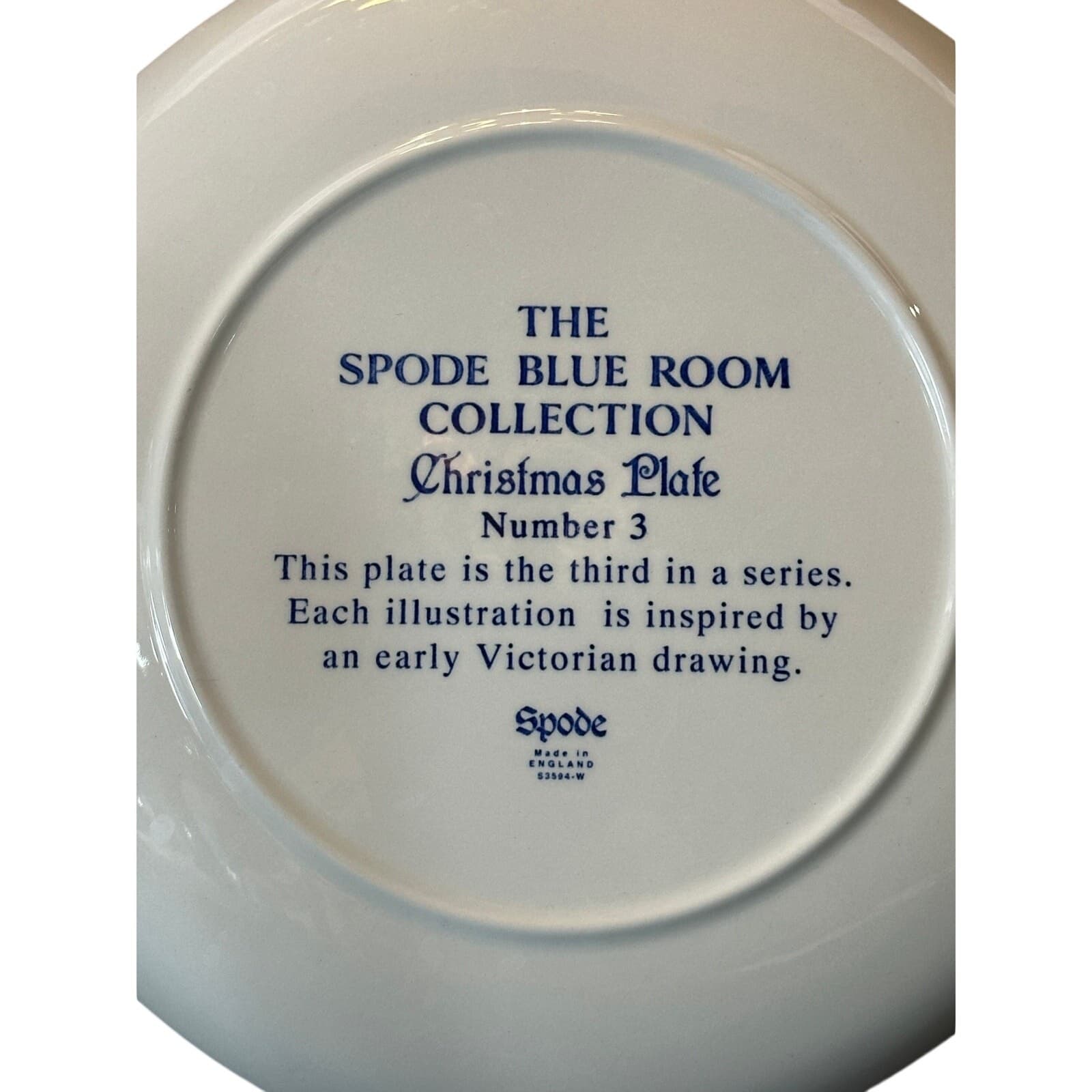 Spode Blue Room Collection Christmas Plate No. 3 8-3/8" Sled Scene England - Thumbnail 6