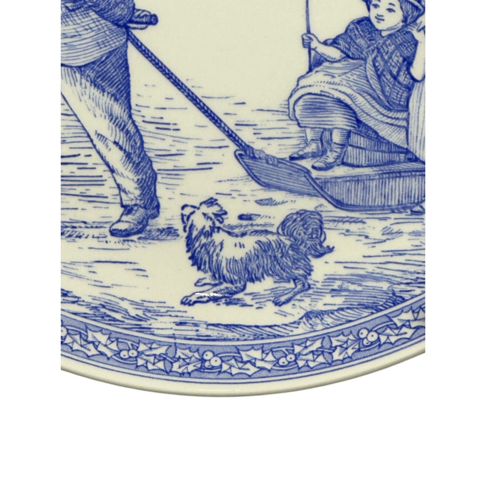 Spode Blue & White 8-3/8" Plate Winter Sled Scene - Thumbnail 5