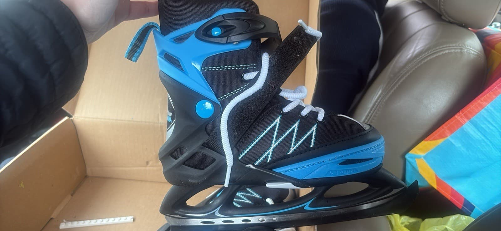 Lake Placid Monarch LP105BS Youth Adjustable Ice Skates 11-2 Black Blue Steel - Thumbnail 3