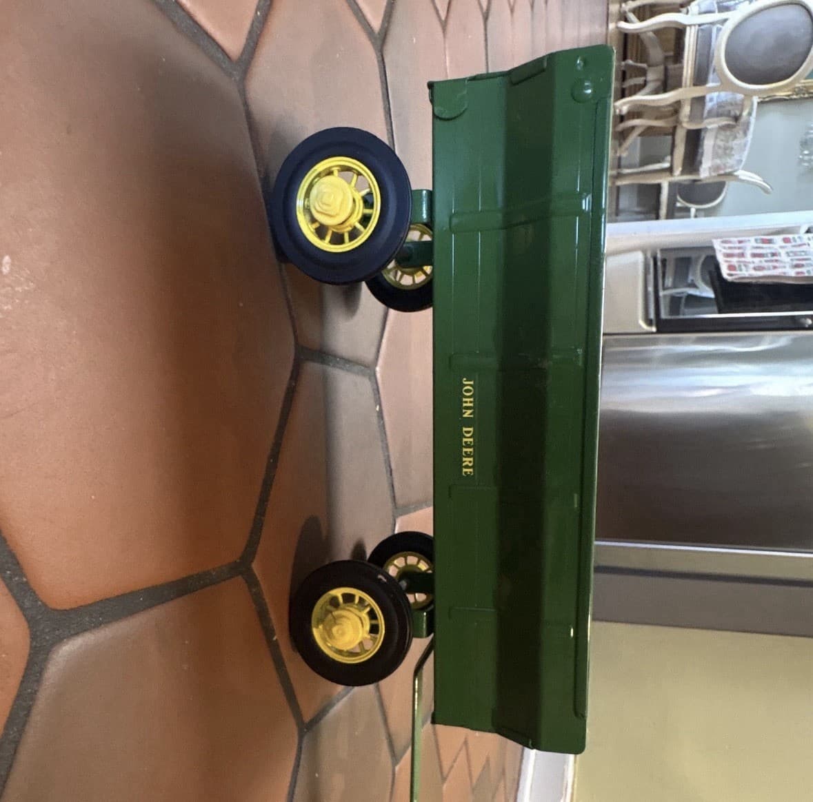 John Deere Diecast Toy Tractor w/ Wagon Trailer, Agriculture Theme - Thumbnail 3